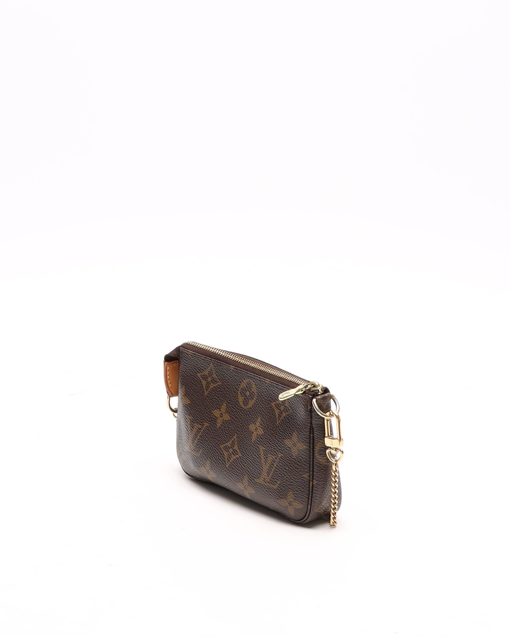 Pre-owned Louis Vuitton Monogram Mini Pochette Accessories Bag In Brown