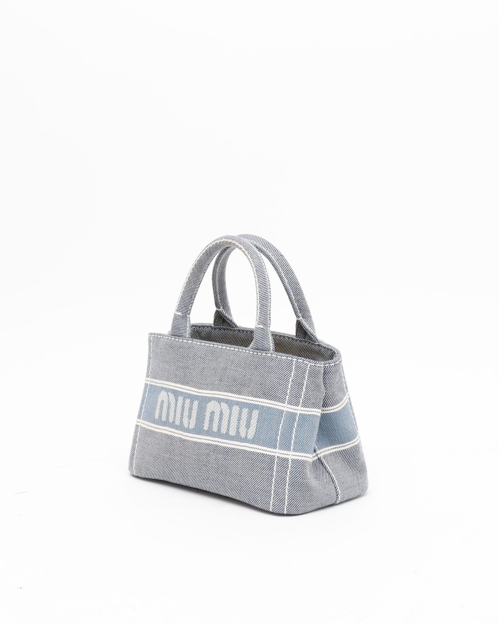 Miu Miu Denim Logo Tote Bag