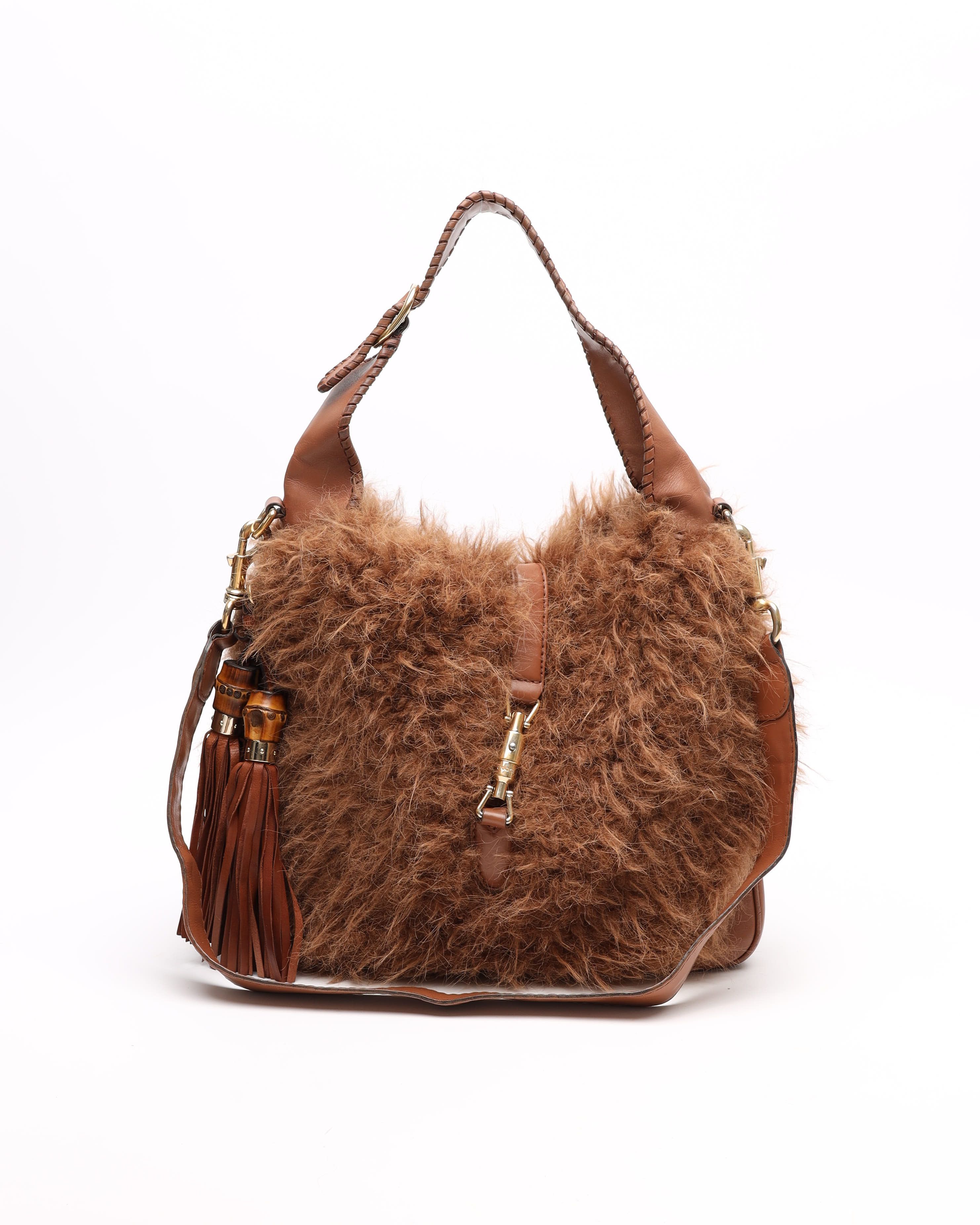 Shop Gucci New Jackie Fur Bag
