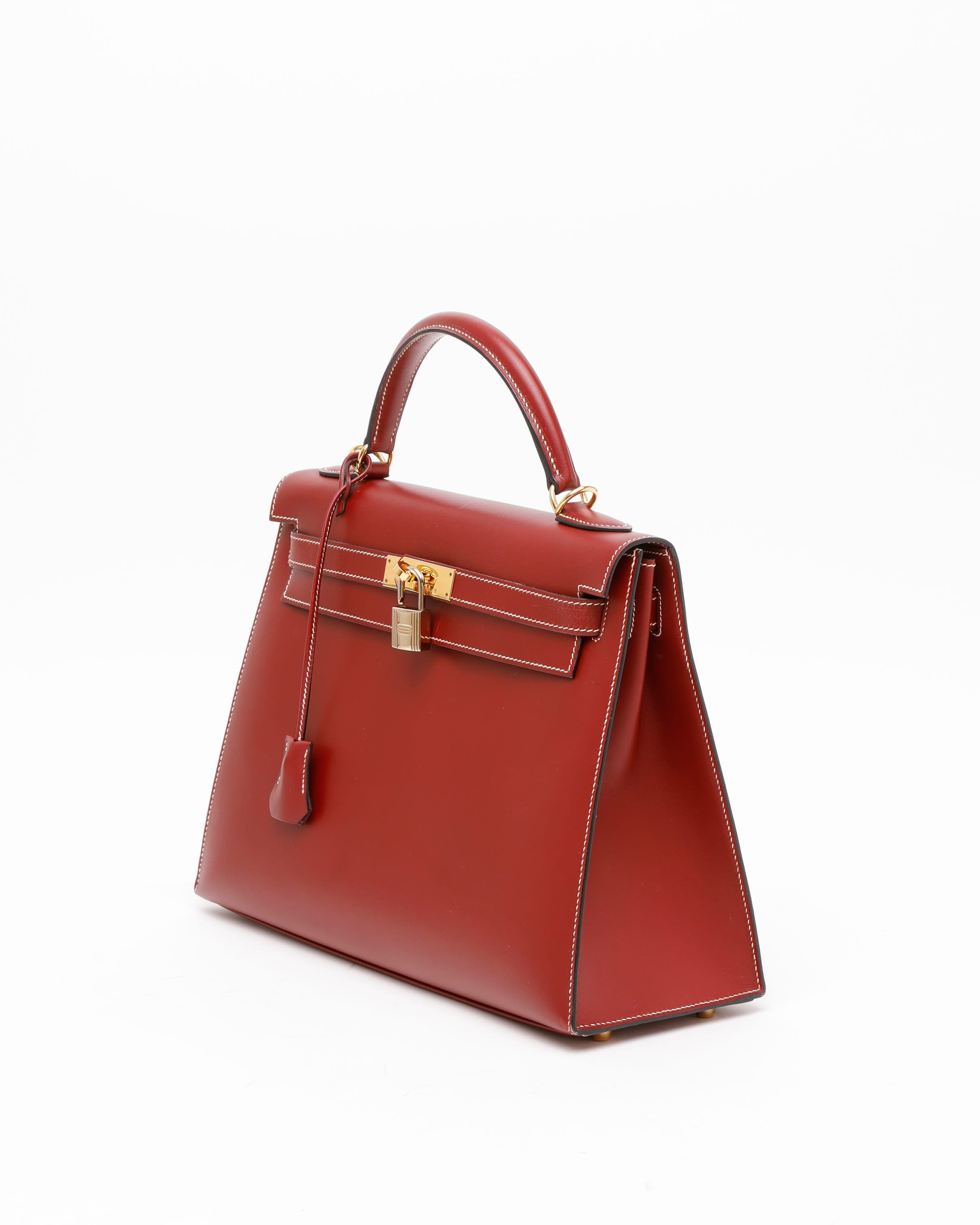 Pre-owned Hermes Hermès Kelly Box 32 Sellier Bag In Red