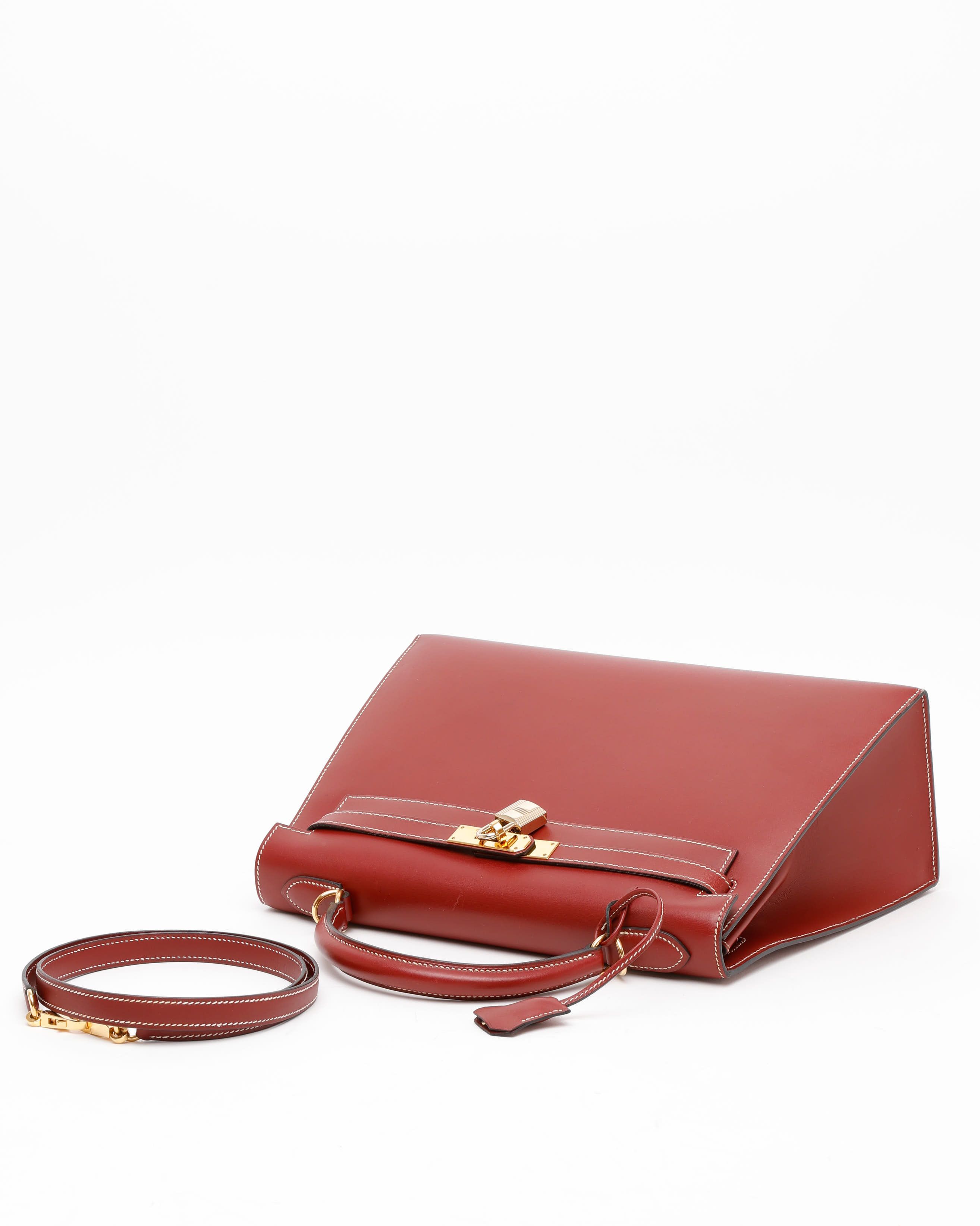 Pre-owned Hermes Hermès Kelly Box 32 Sellier Bag In Red