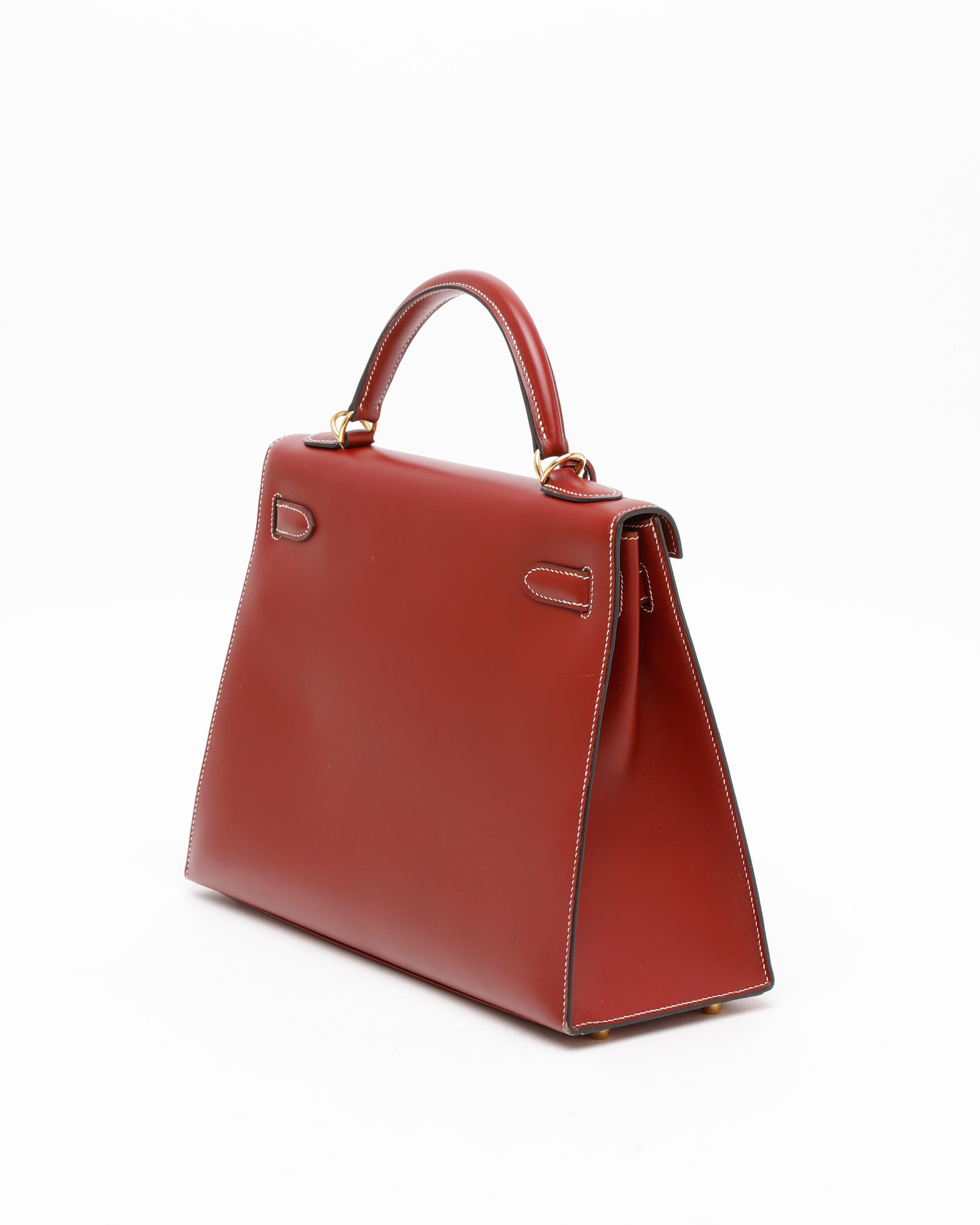 Pre-owned Hermes Hermès Kelly Box 32 Sellier Bag In Red