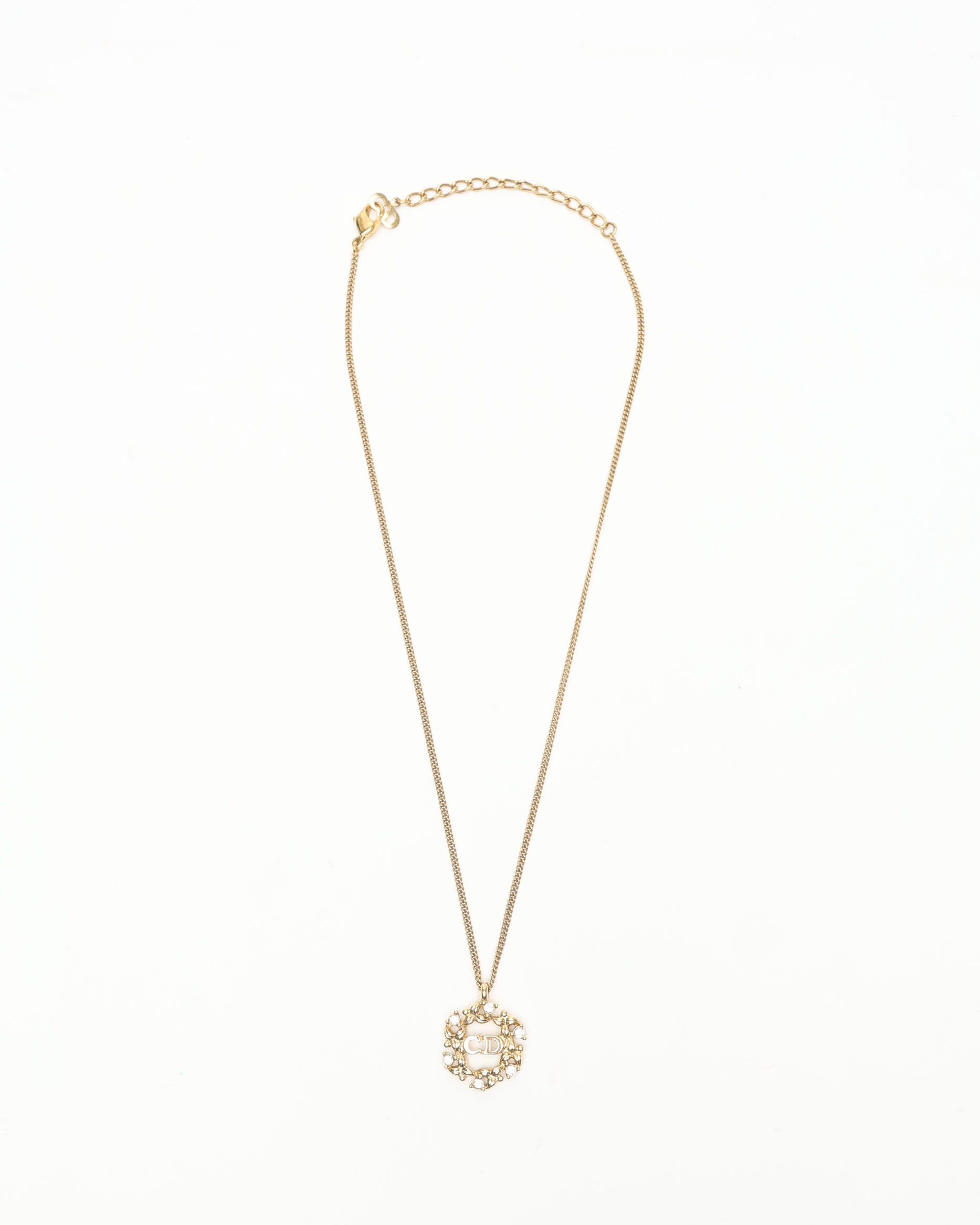 Dior Christian  Cd Rhinestone Necklace
