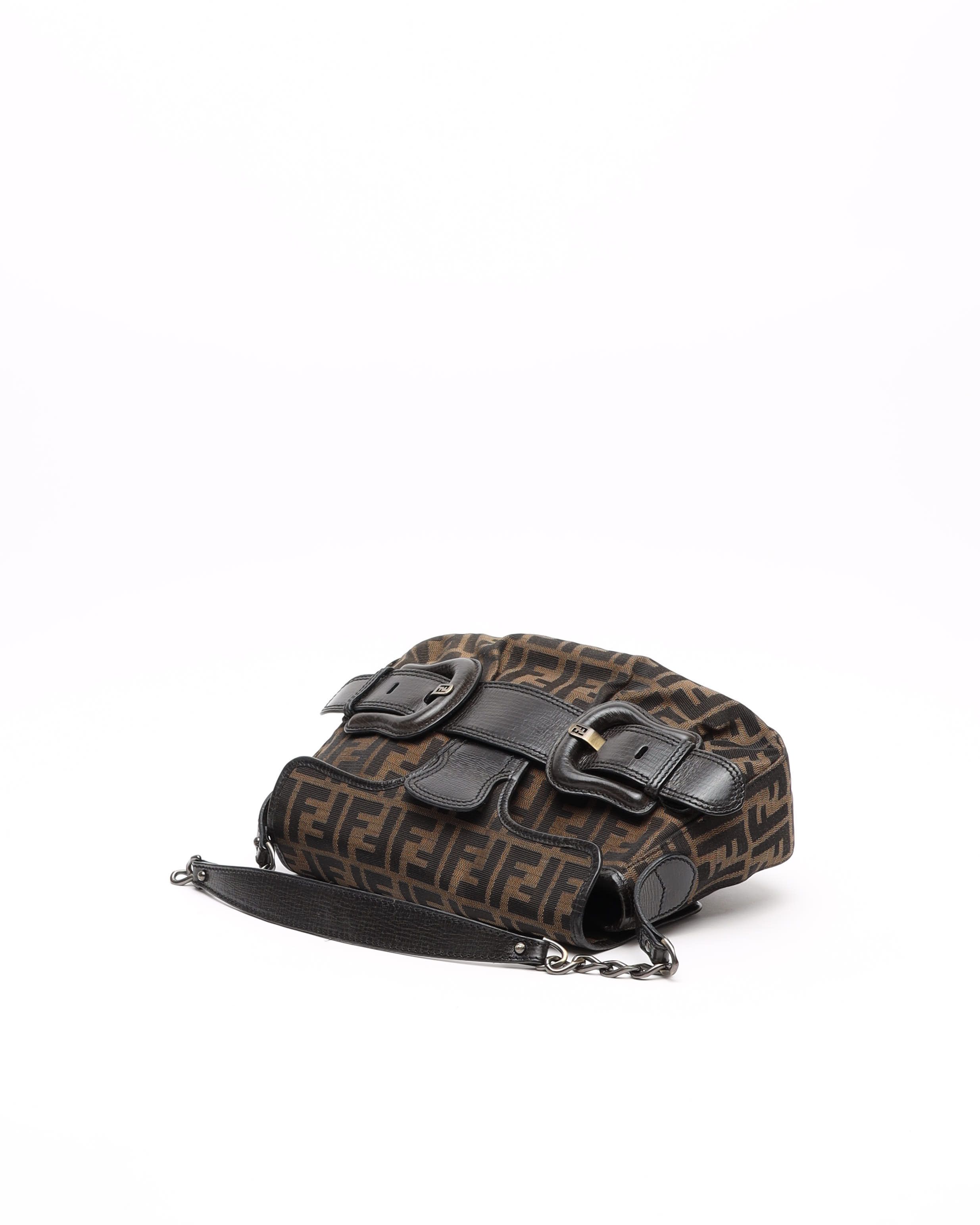 Fendi Zucca Buckle Shoulder Bag