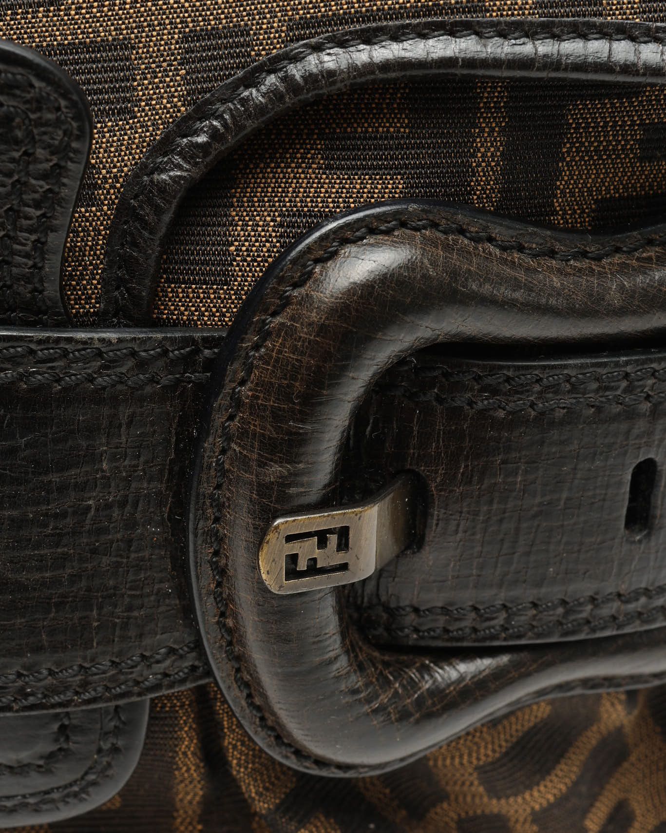 Fendi Zucca Buckle Shoulder Bag