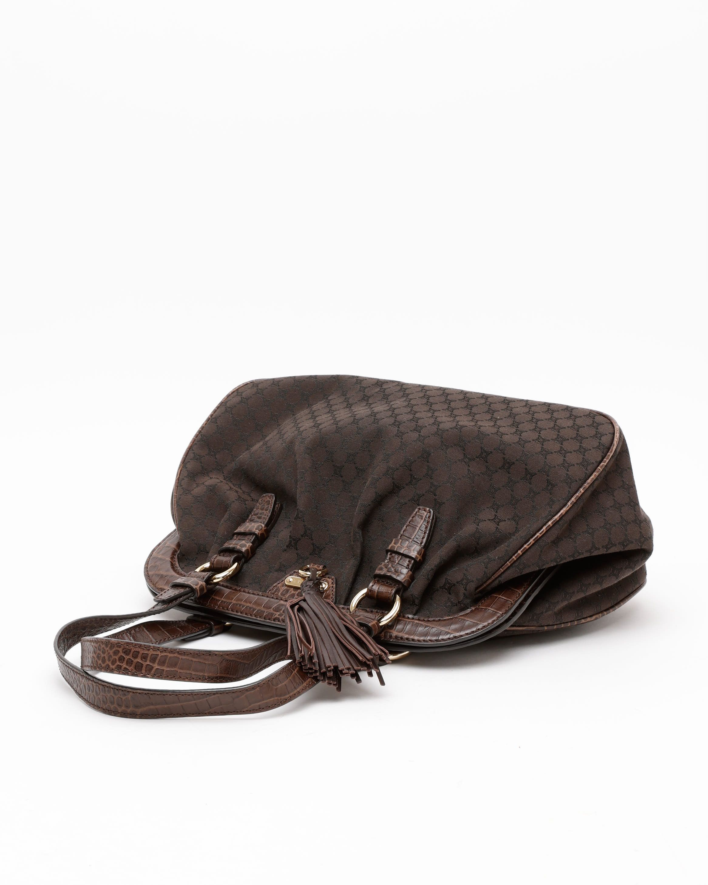 Celine Céline Triomphe Croc Tassel Bag