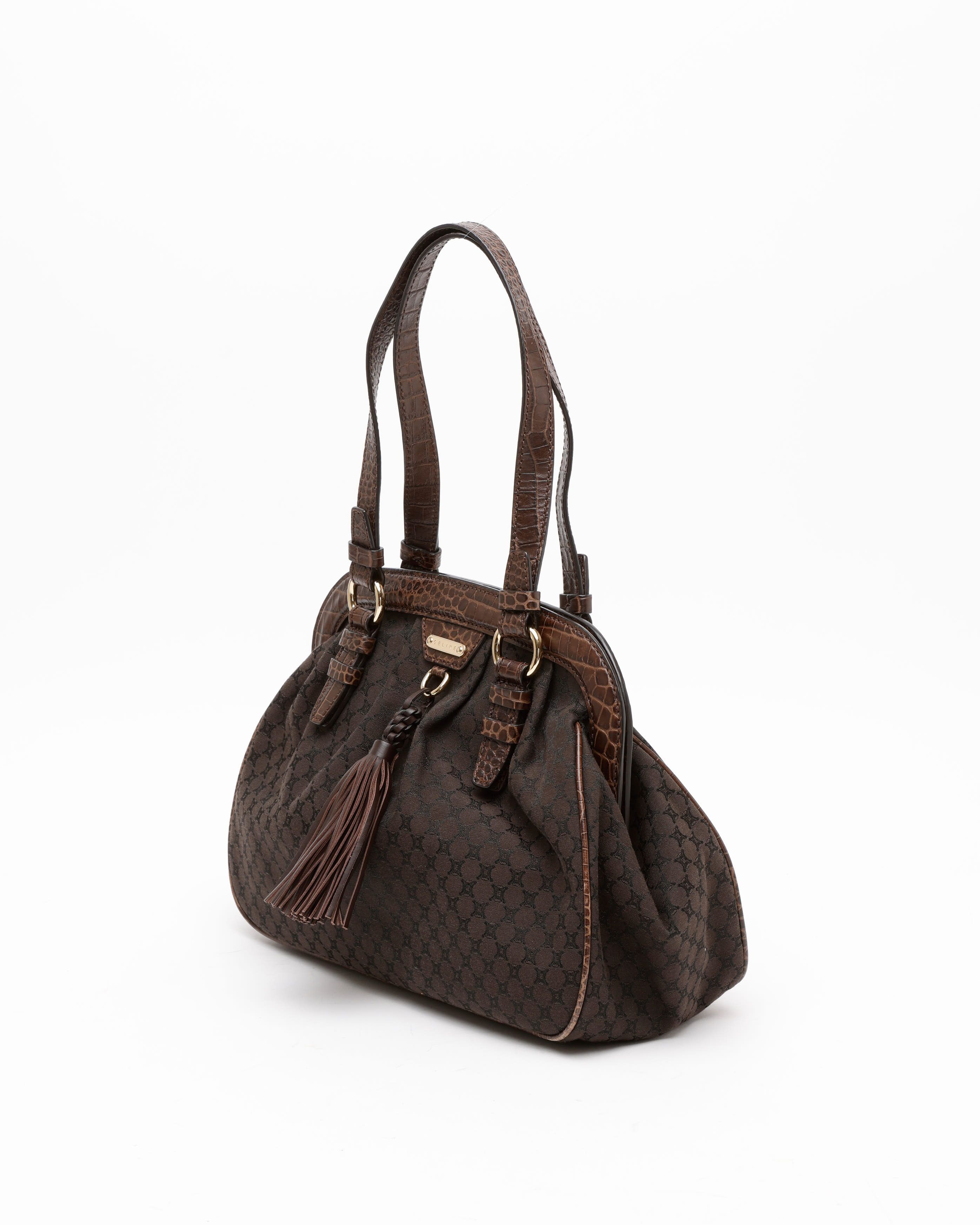 Celine Céline Triomphe Croc Tassel Bag