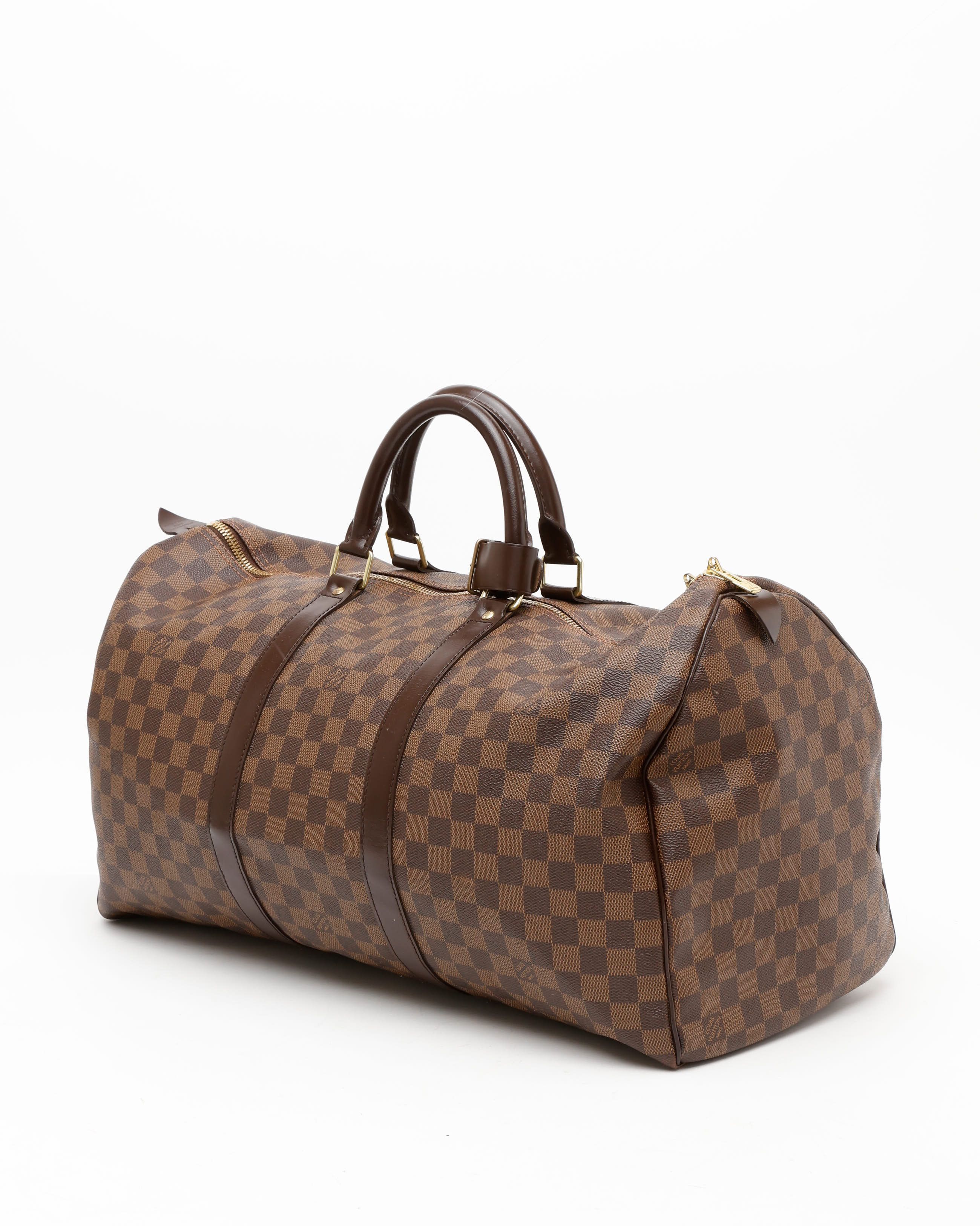 Pre-owned Louis Vuitton Damier Ebene Keepall 50 Weekend Bag