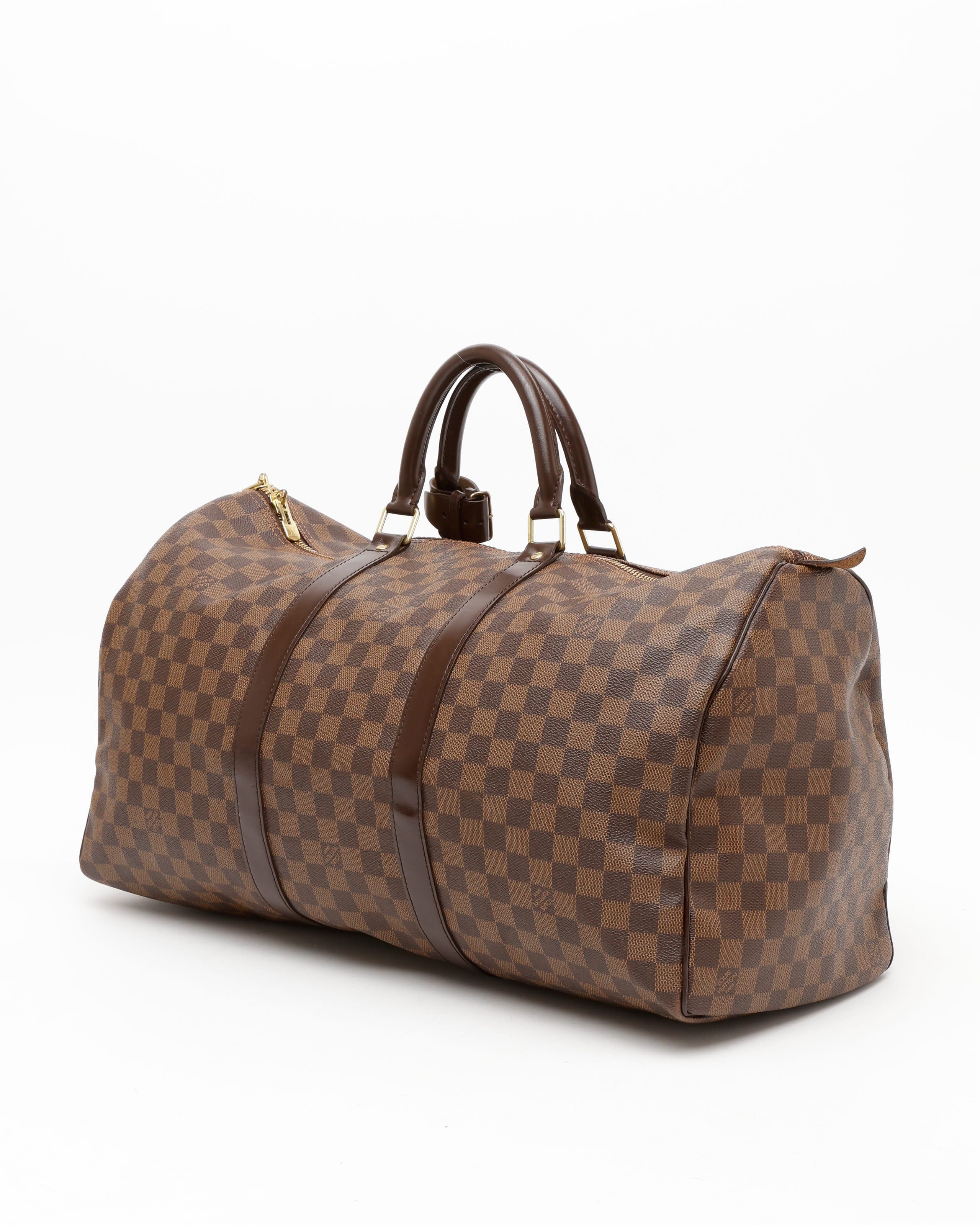 Pre-owned Louis Vuitton Damier Ebene Keepall 50 Weekend Bag