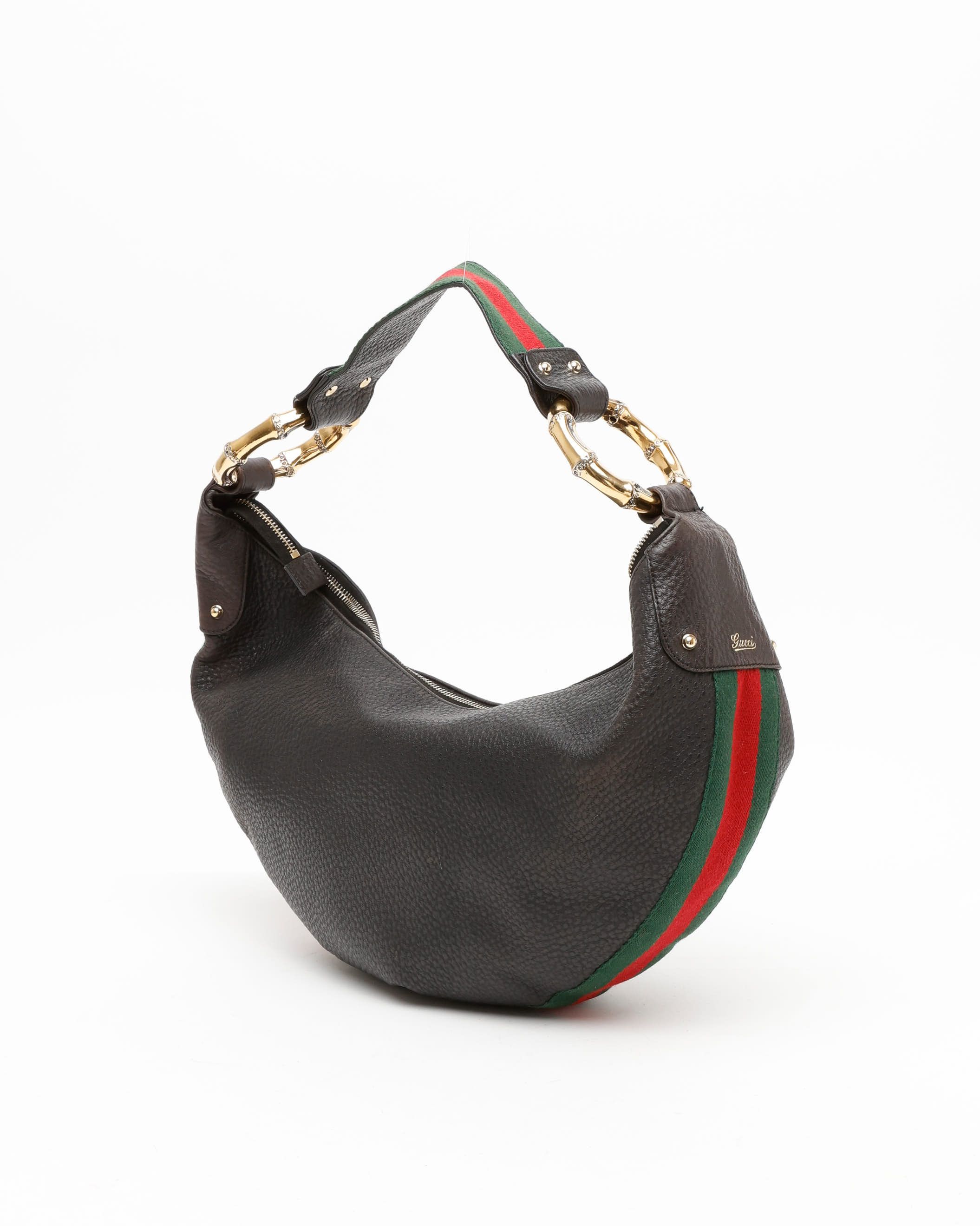 Gucci Web Bamboo Ring Hobo Bag