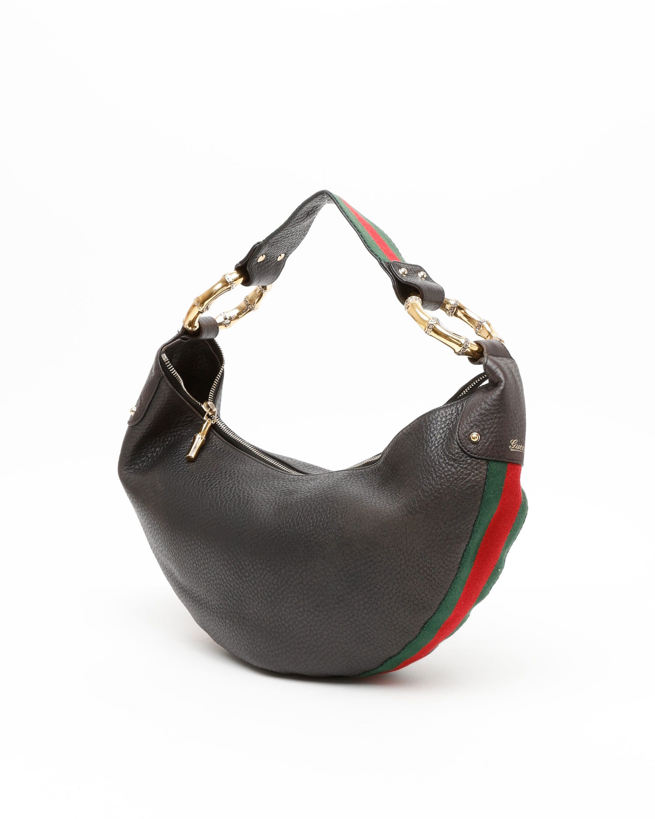 Gucci Web Bamboo Ring Hobo Bag