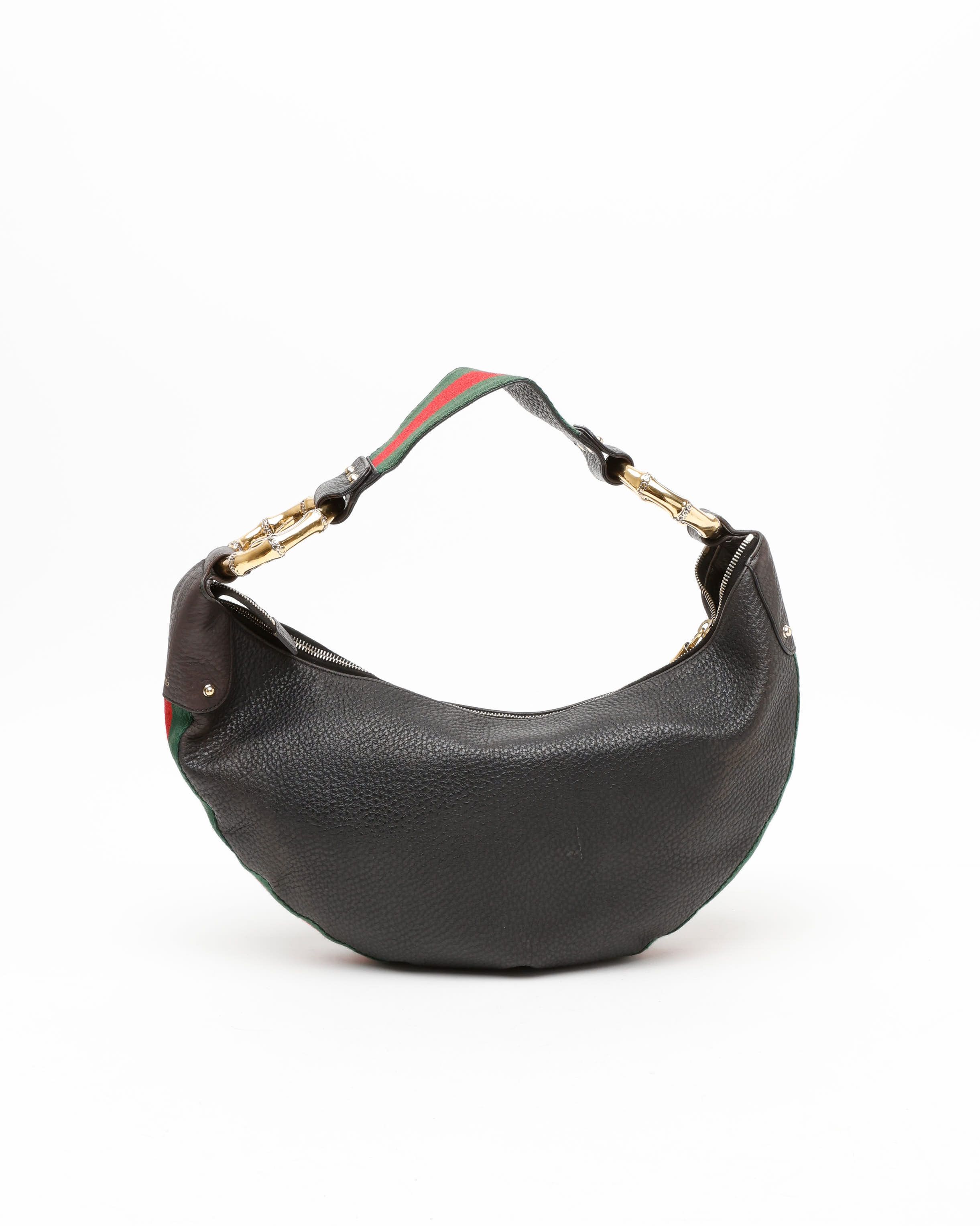 Gucci Web Bamboo Ring Hobo Bag