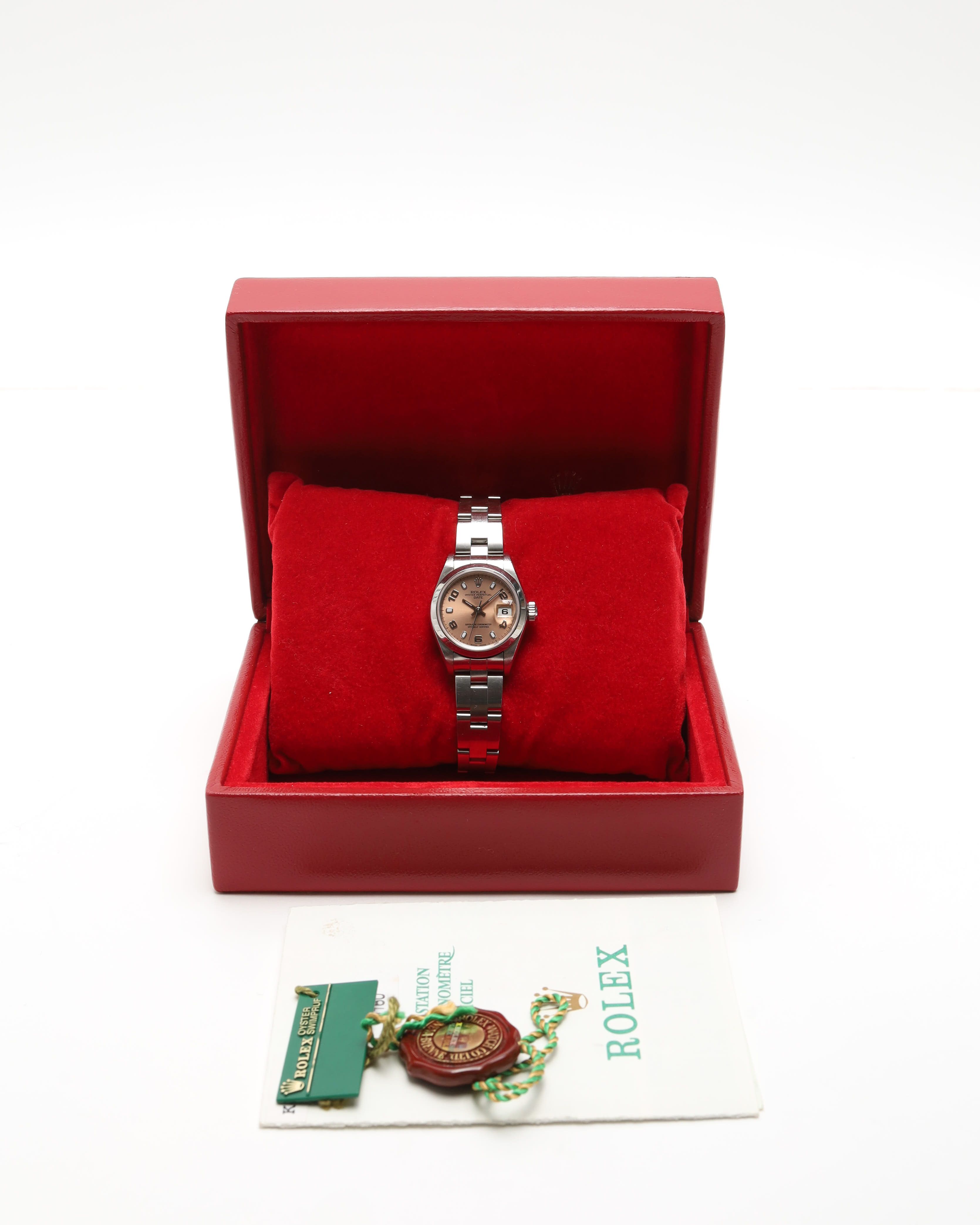 Rolex Lady-oyster Perpetual Date 26mm Ref 79160 Full Set Watch In Pink