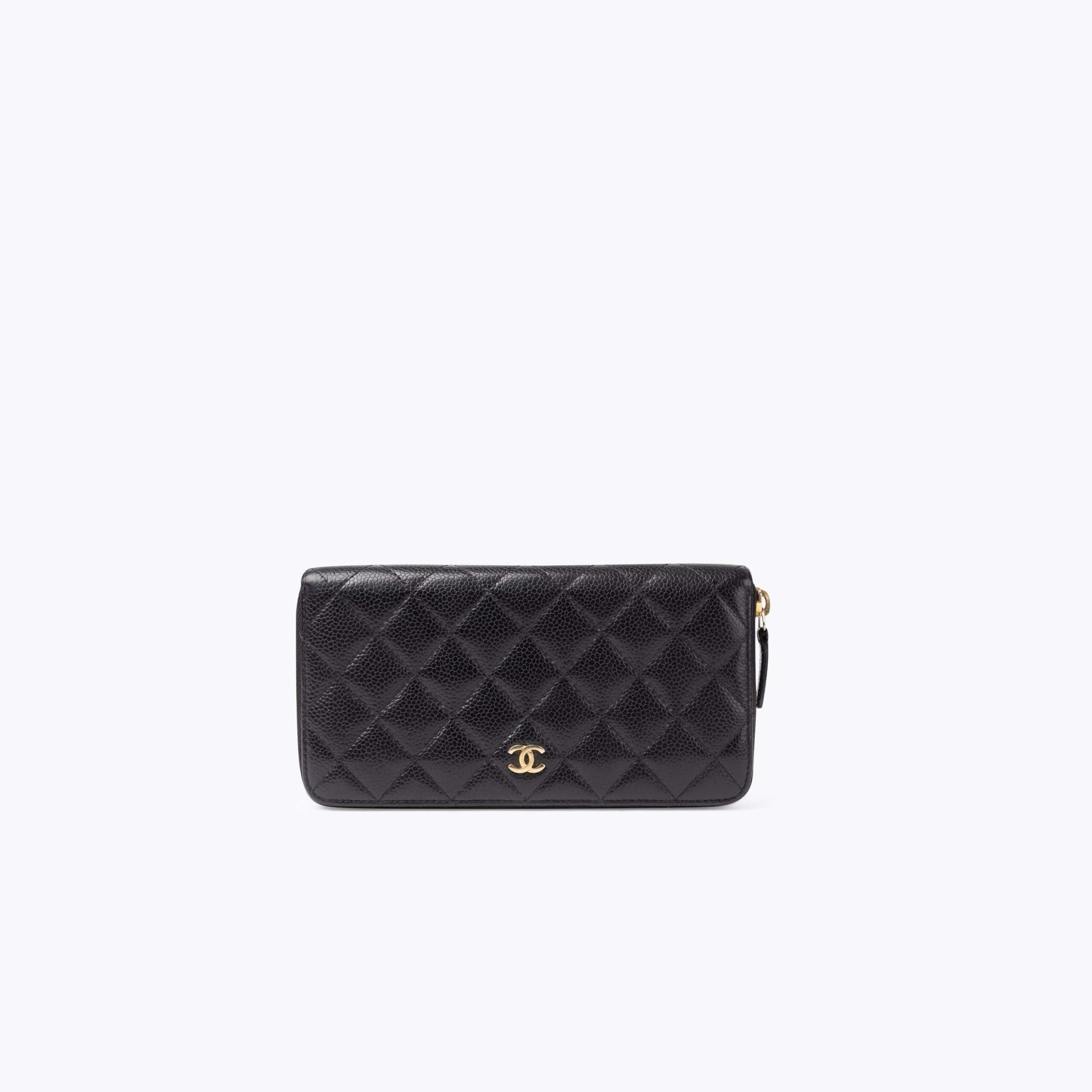 CHANEL Caviar Zip Around Wallet