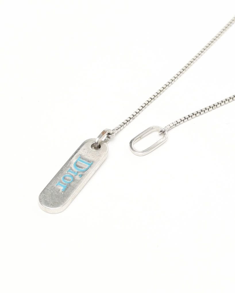 Dior Christian  Logo Plate Halsband In Metallic