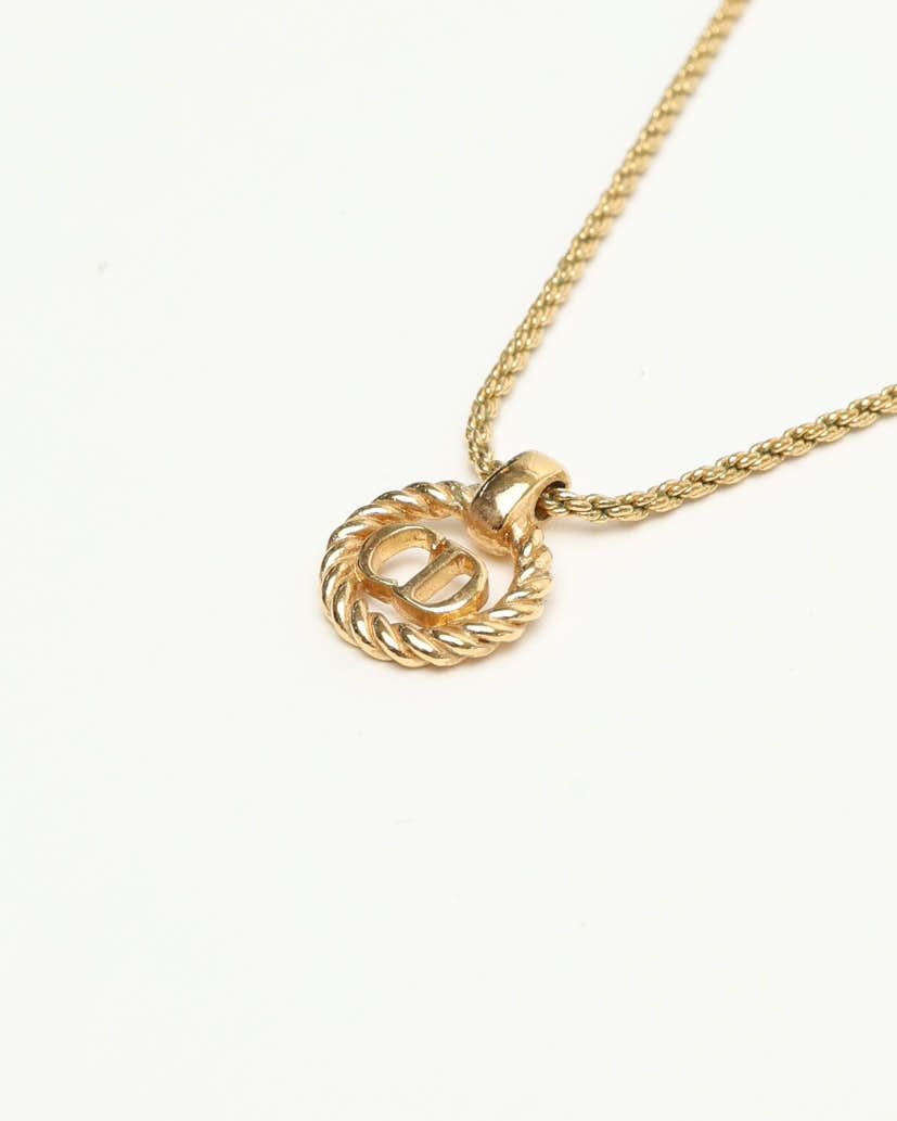 Dior Christian  Twist Ring Logo Necklace