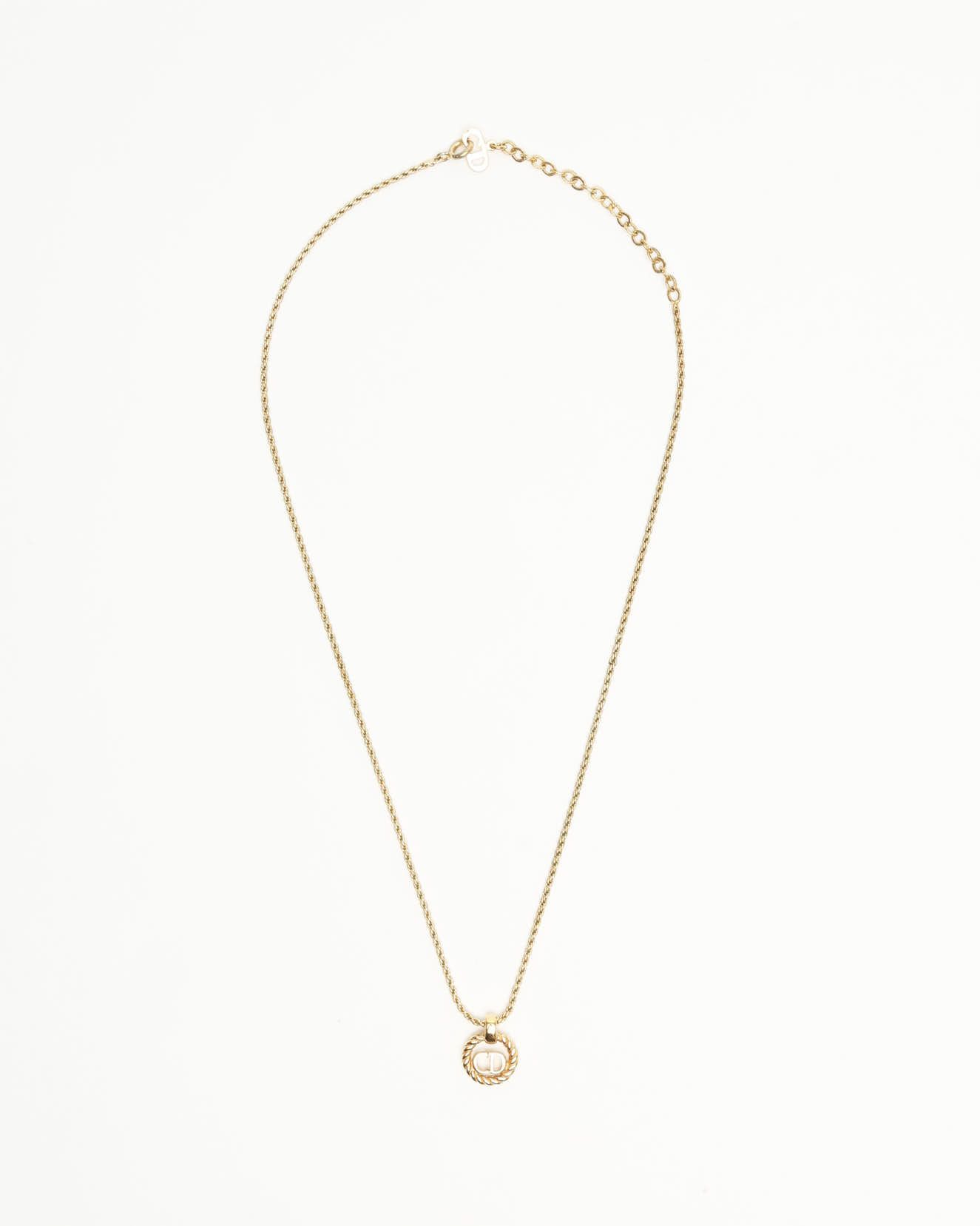 Dior Christian  Twist Ring Logo Necklace