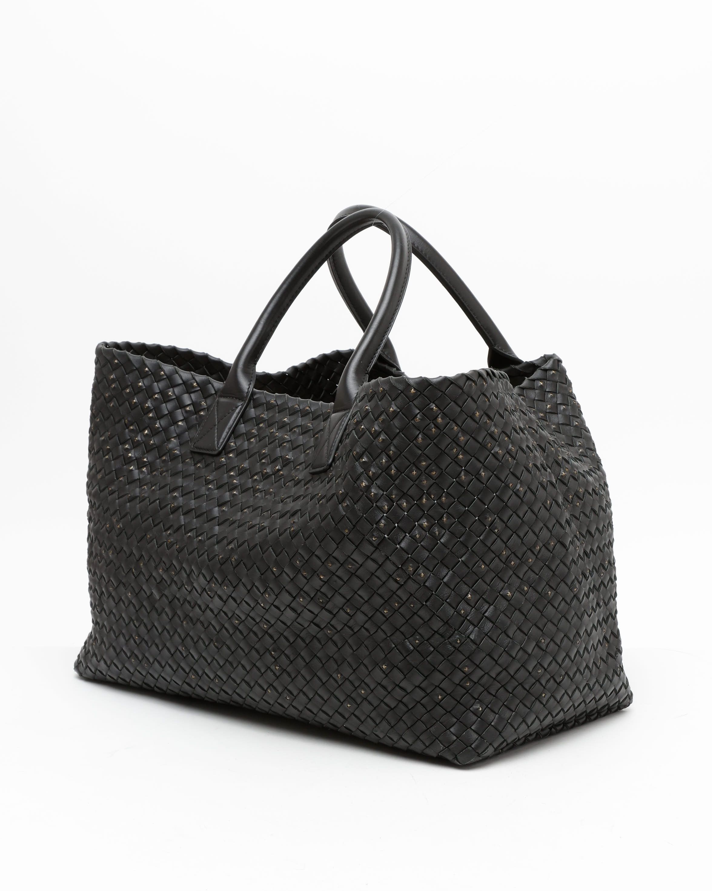 Bottega Veneta Intreccio Studded Cabat Gm Tote Bag