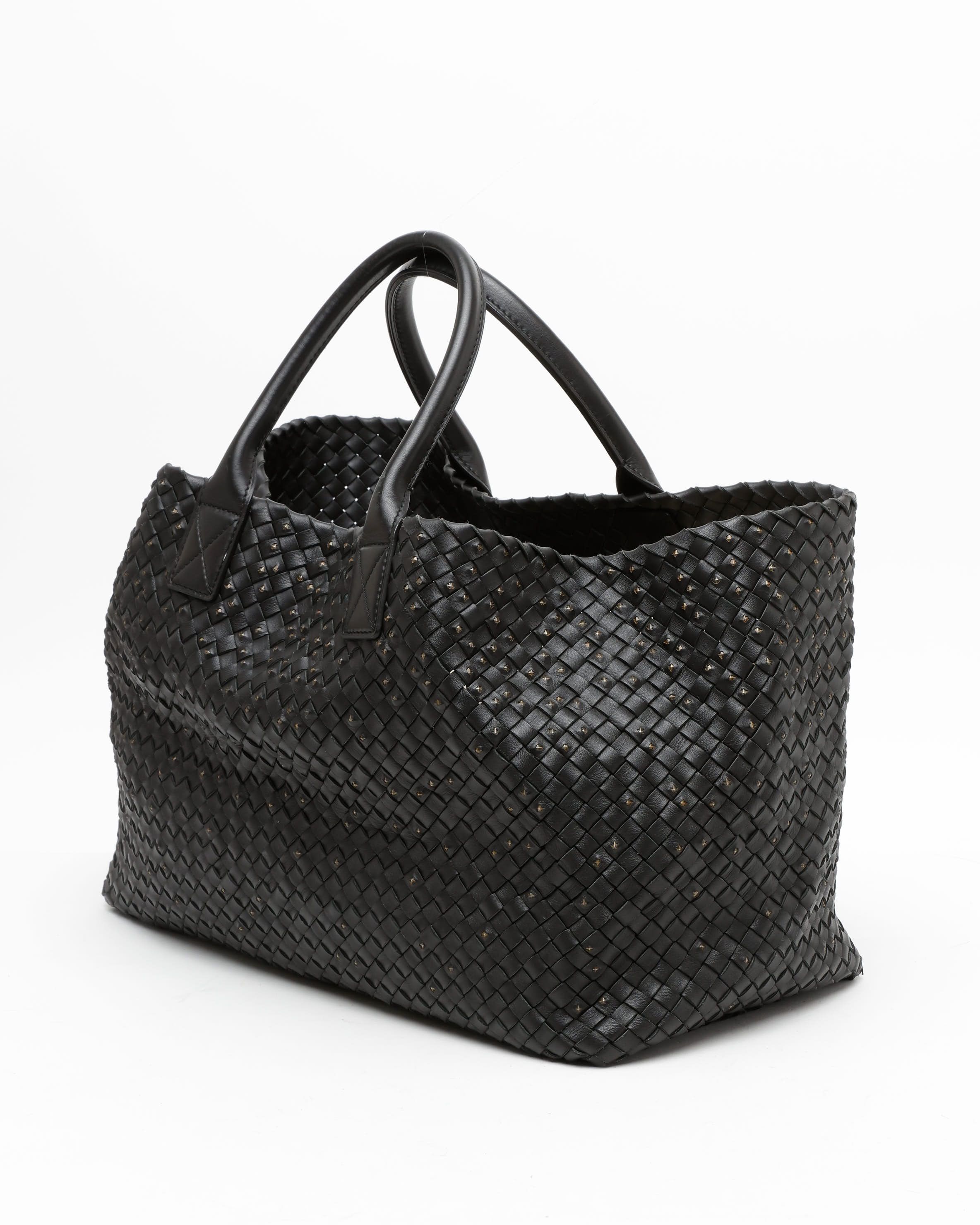 Bottega Veneta Intreccio Studded Cabat Gm Tote Bag