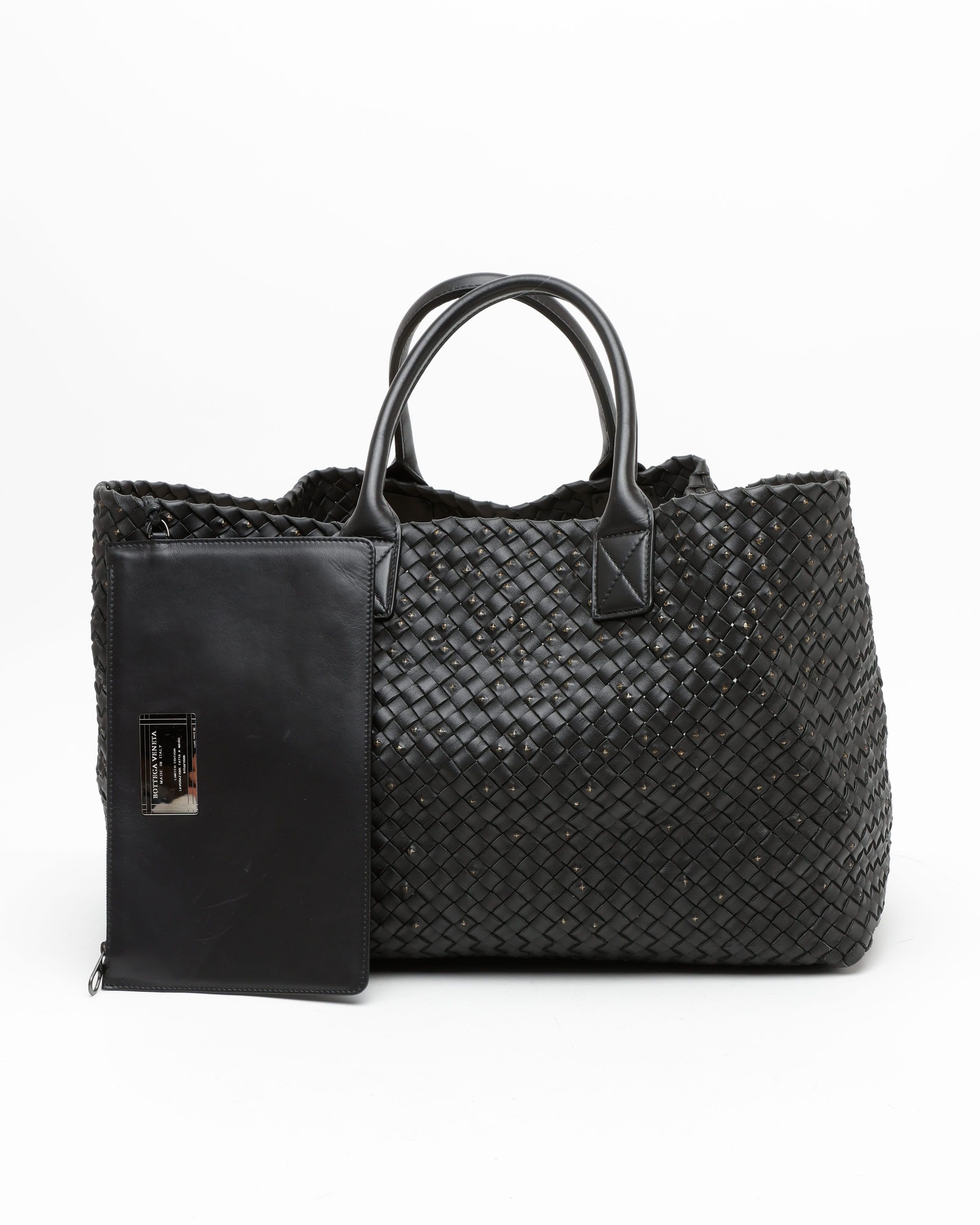 Bottega Veneta Intreccio Studded Cabat Gm Tote Bag