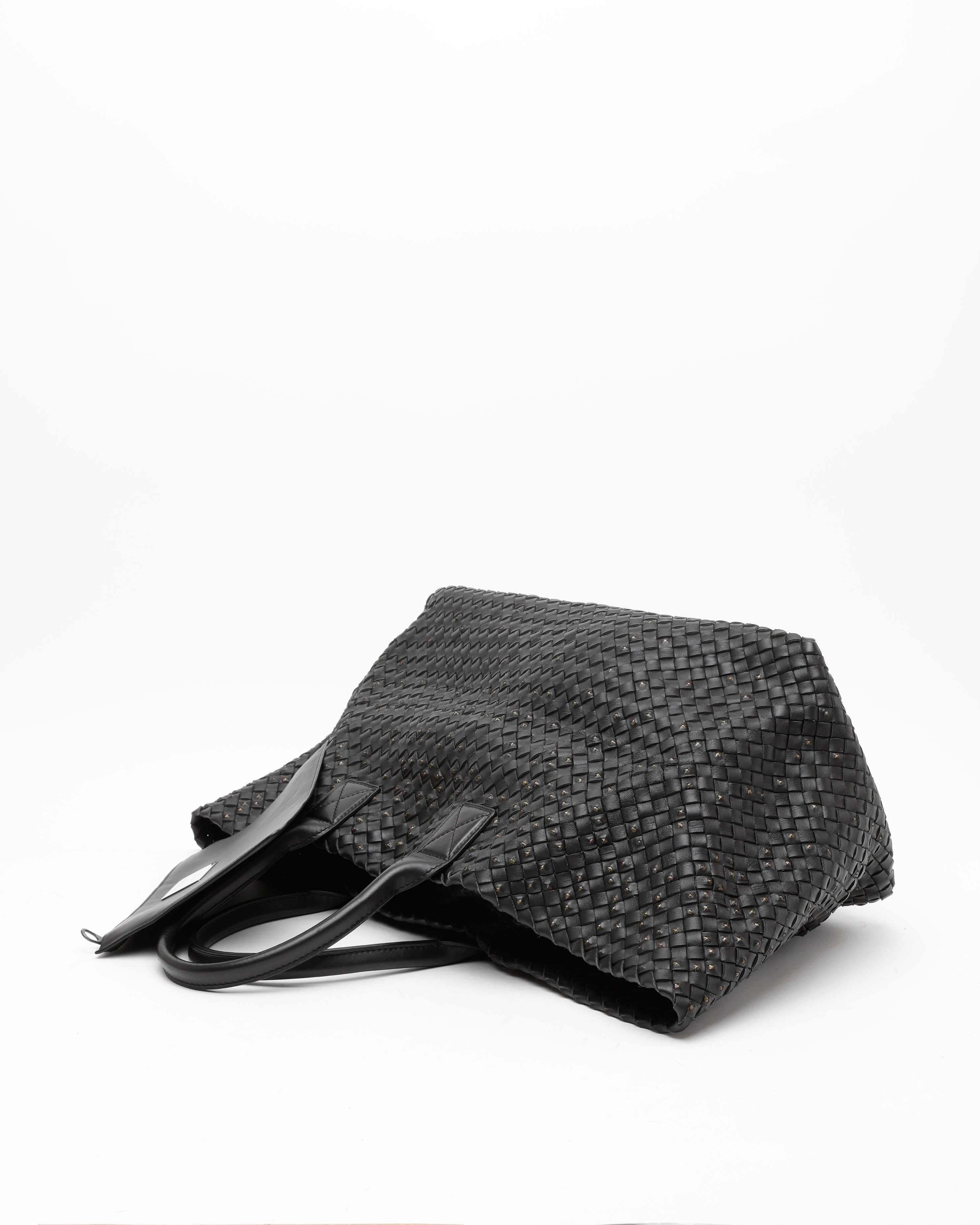 Bottega Veneta Intreccio Studded Cabat Gm Tote Bag