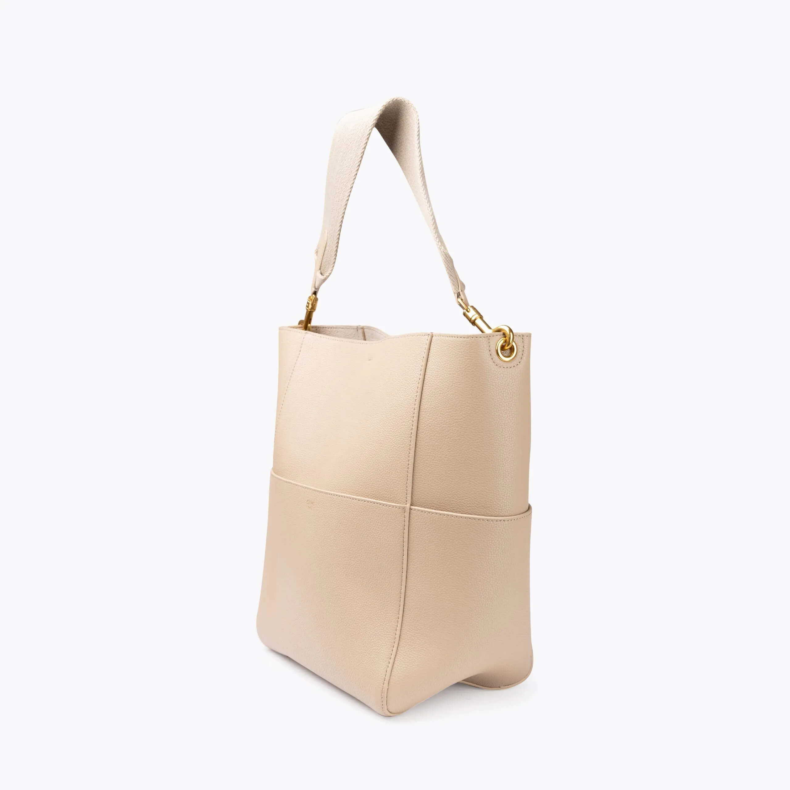 Celine Sangle Large Bucket Bag In Neutral