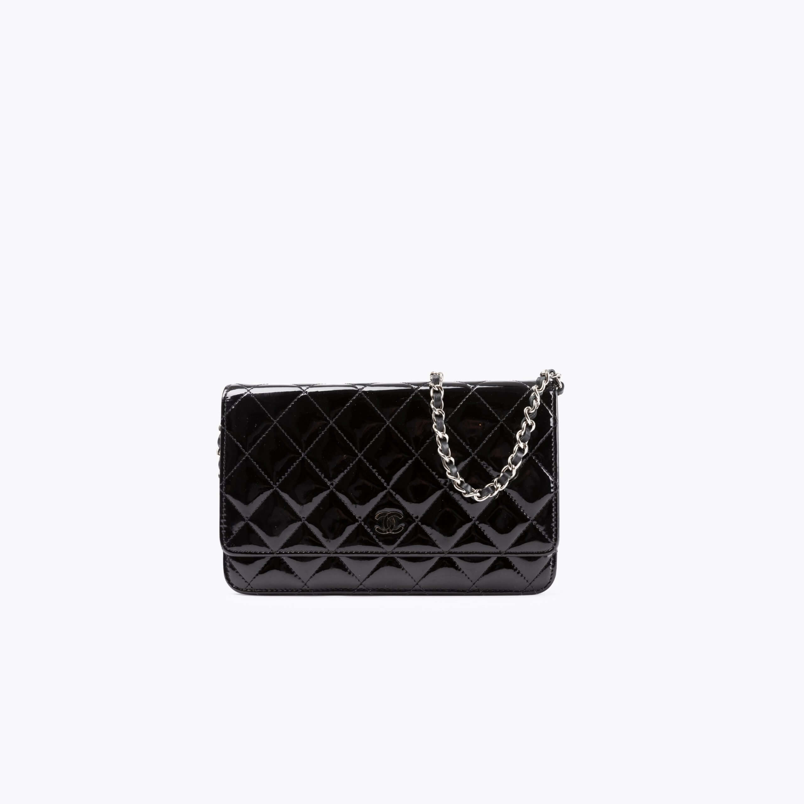 CHANEL Patent Leather Wallet On Chain