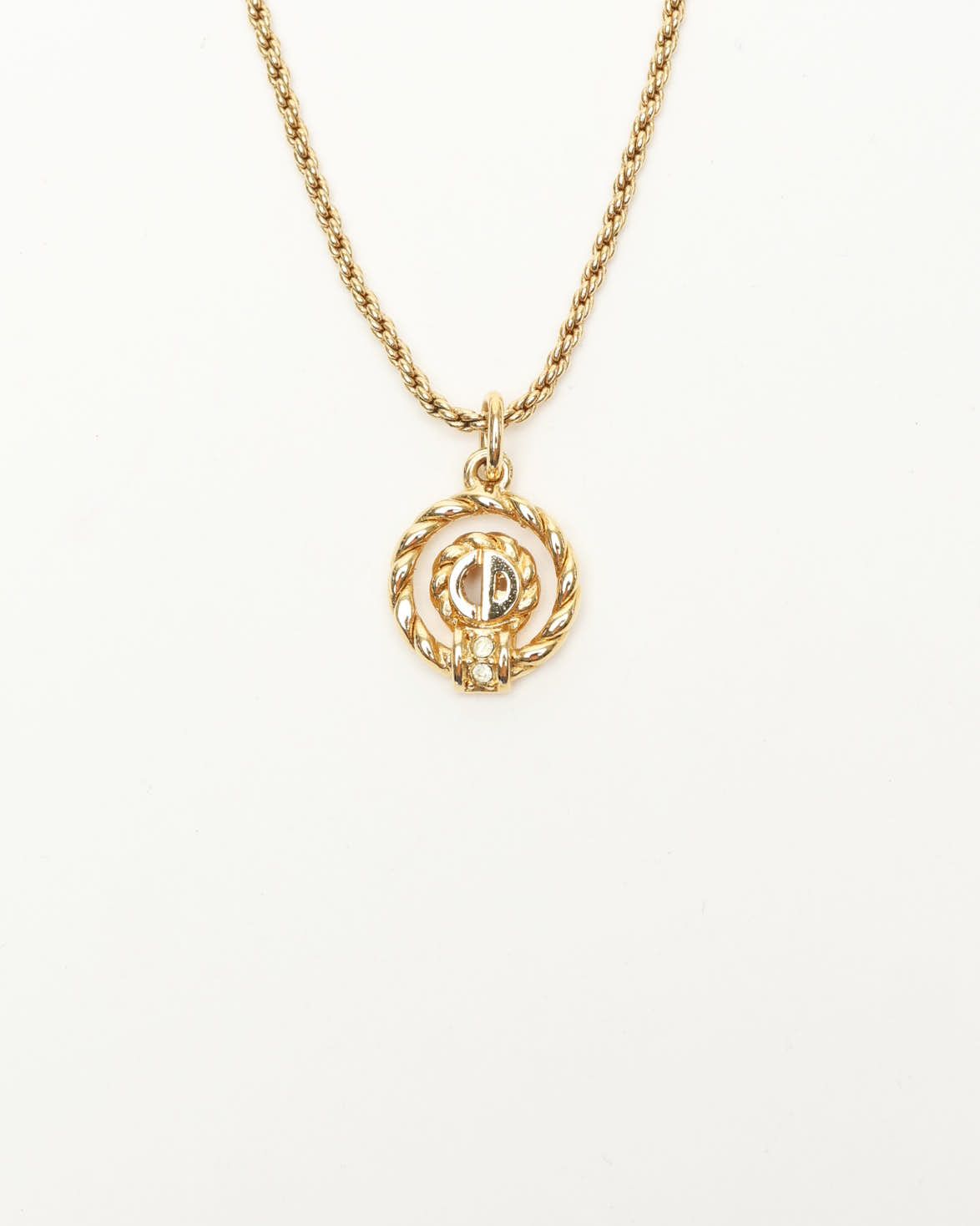 Dior Christian  Twist Ring Logo Necklace