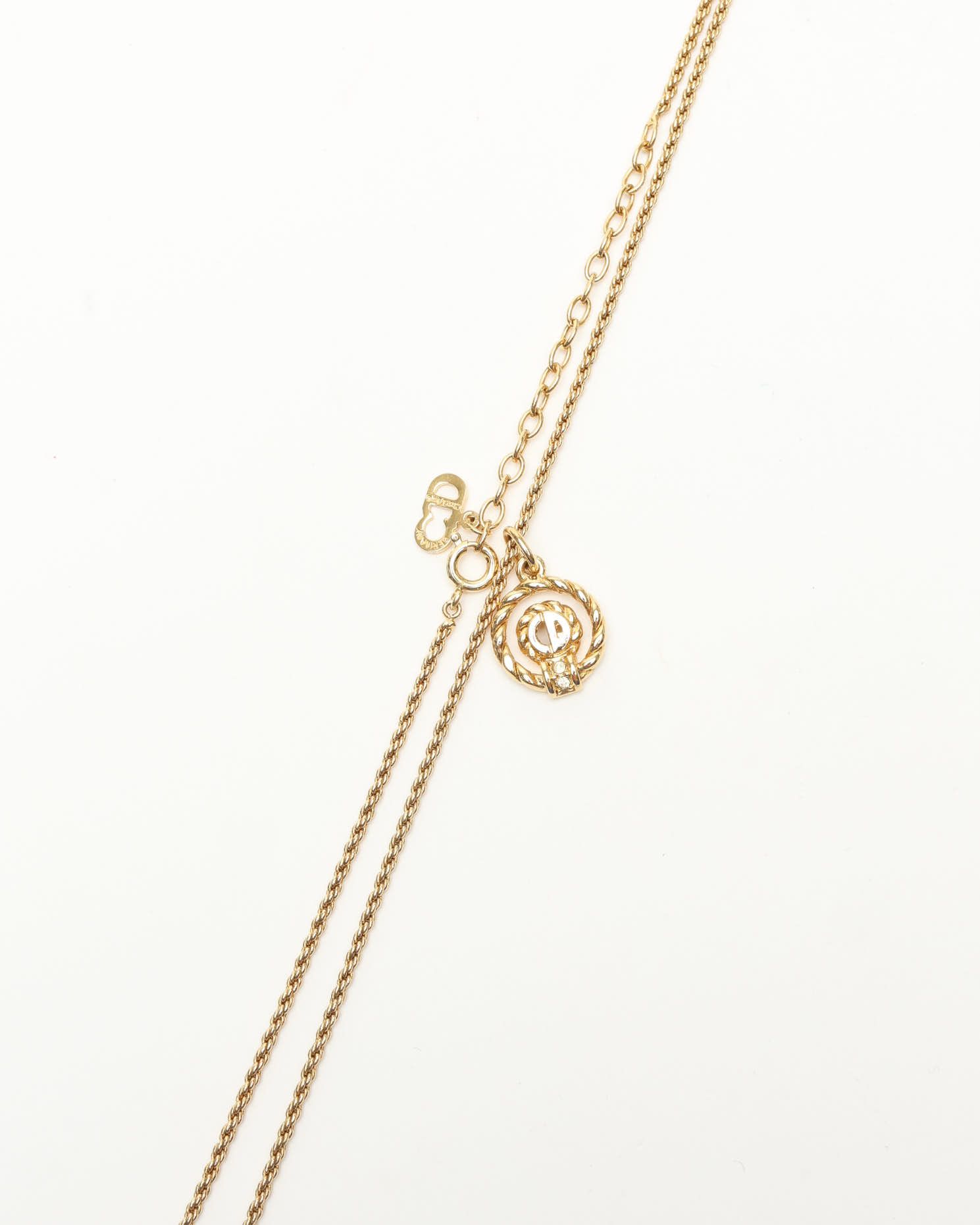 Dior Christian  Twist Ring Logo Necklace