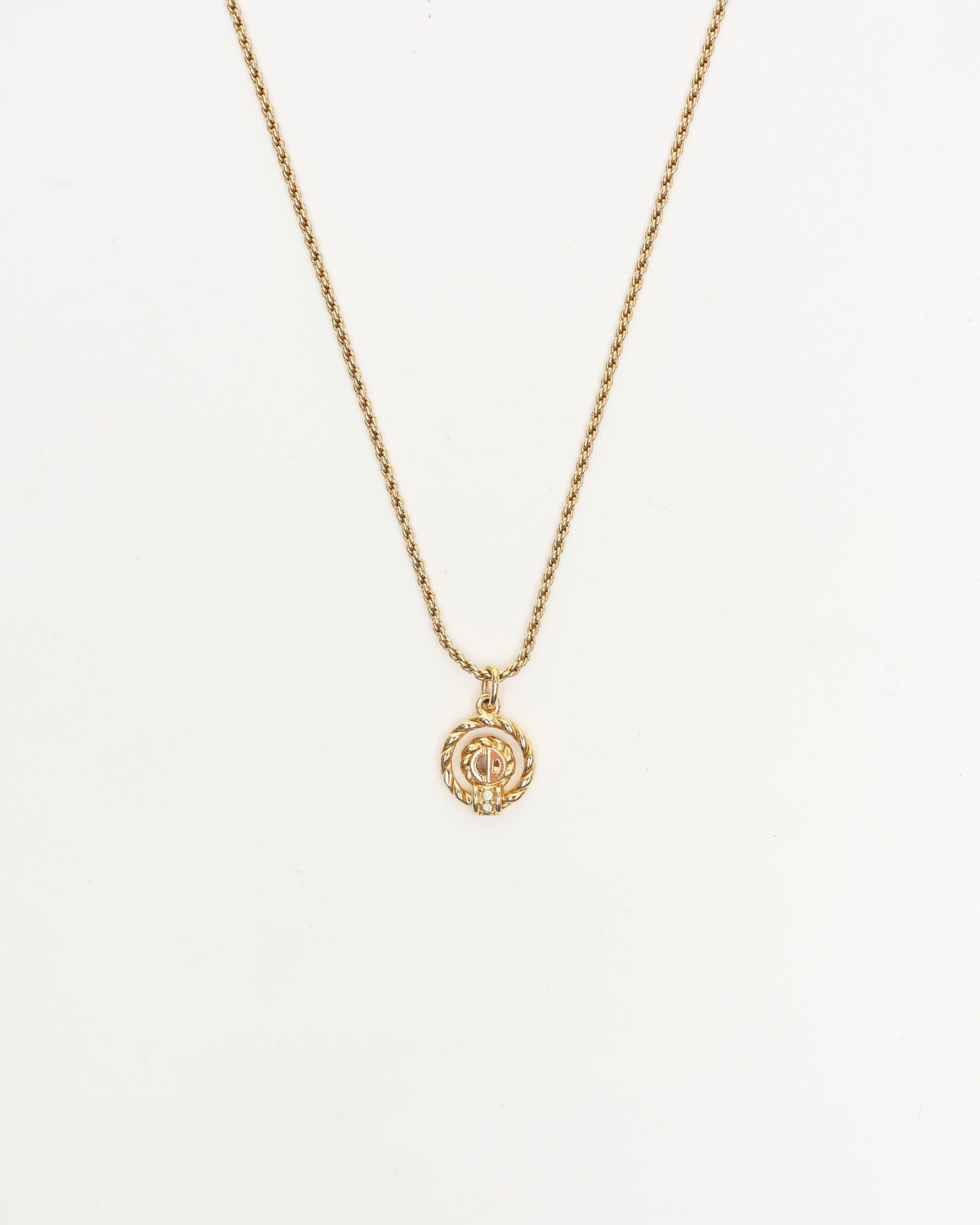 Dior Christian  Twist Ring Logo Necklace