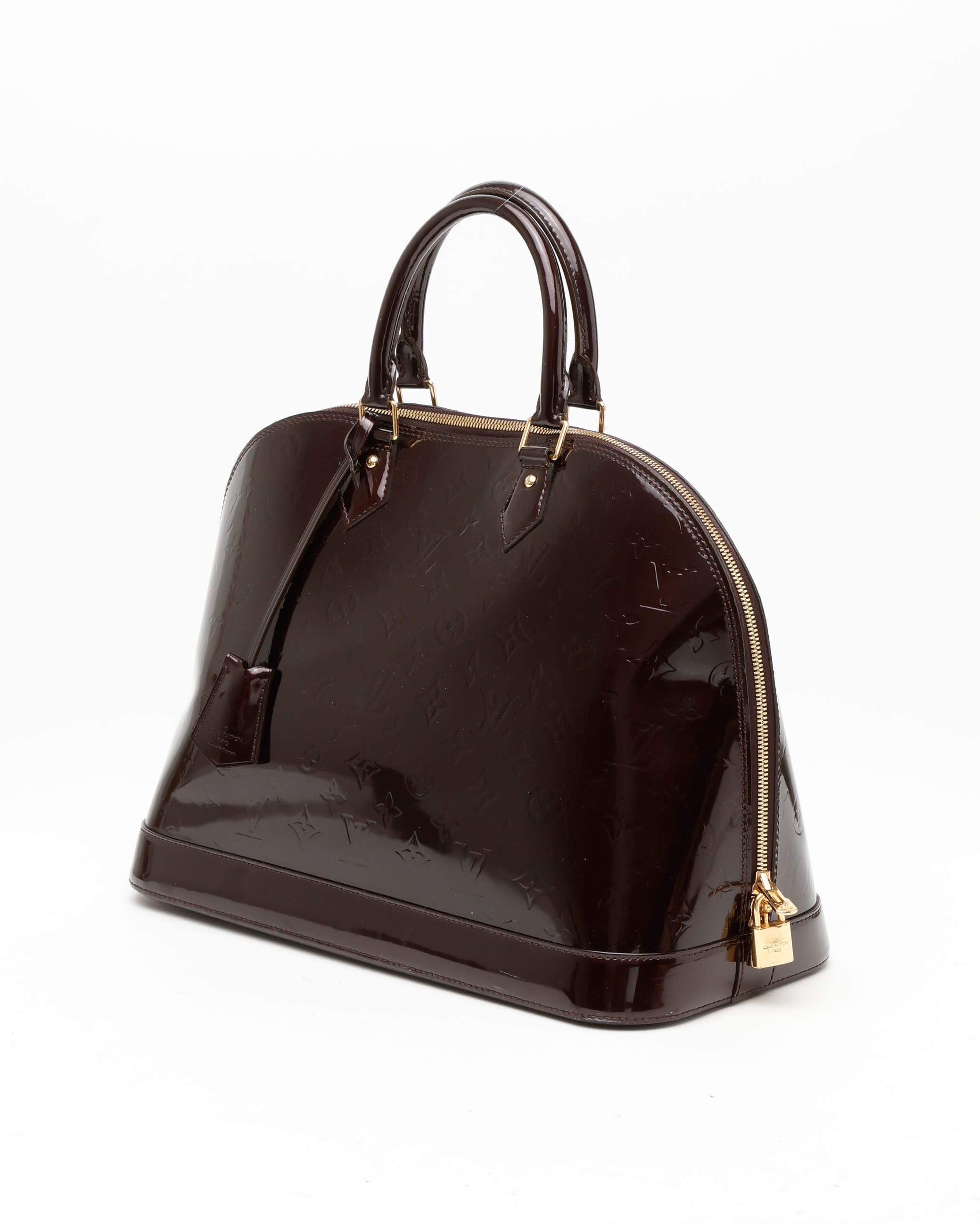Pre-owned Louis Vuitton Vernis Alma Gm Bag In Red