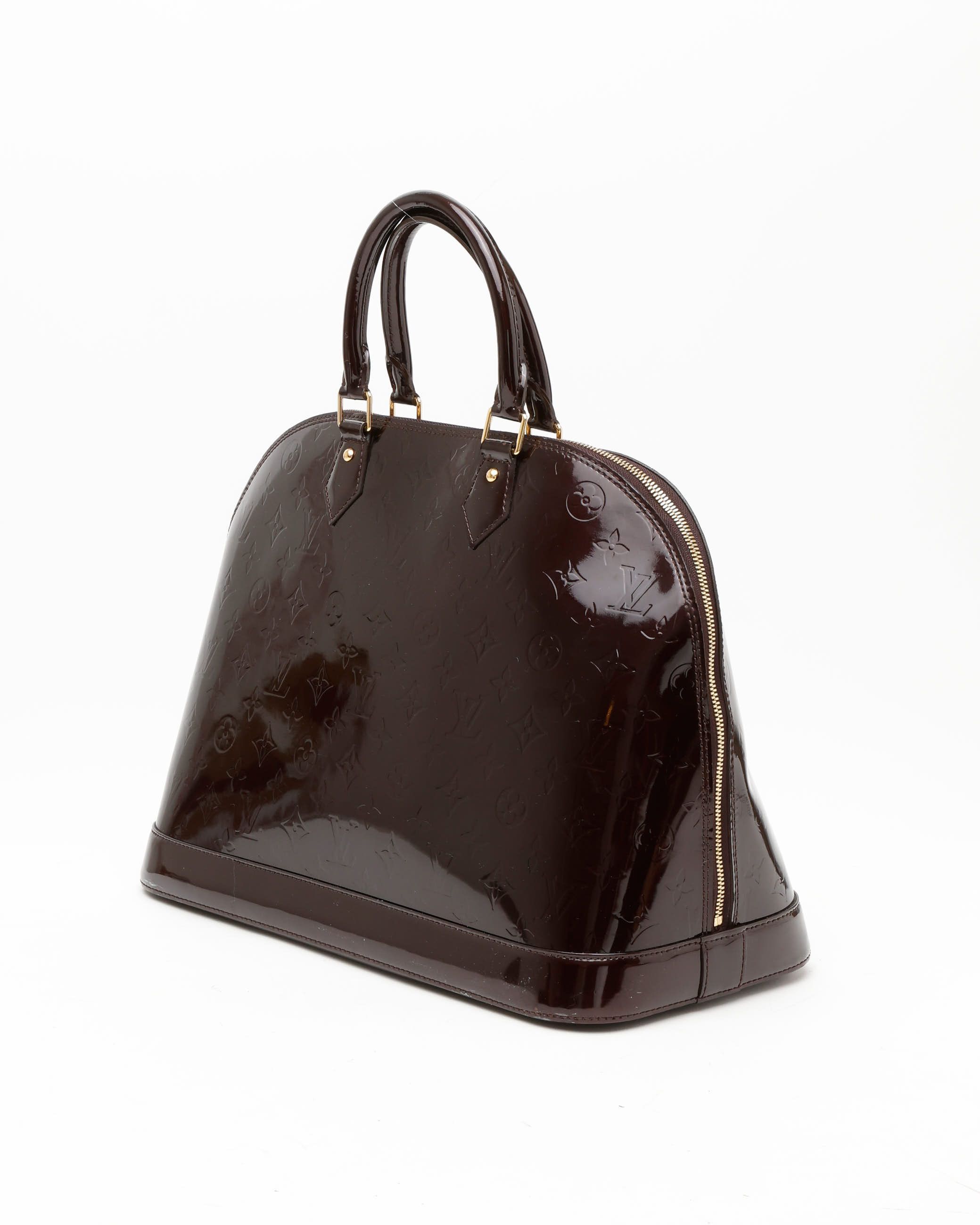 Pre-owned Louis Vuitton Vernis Alma Gm Bag In Red