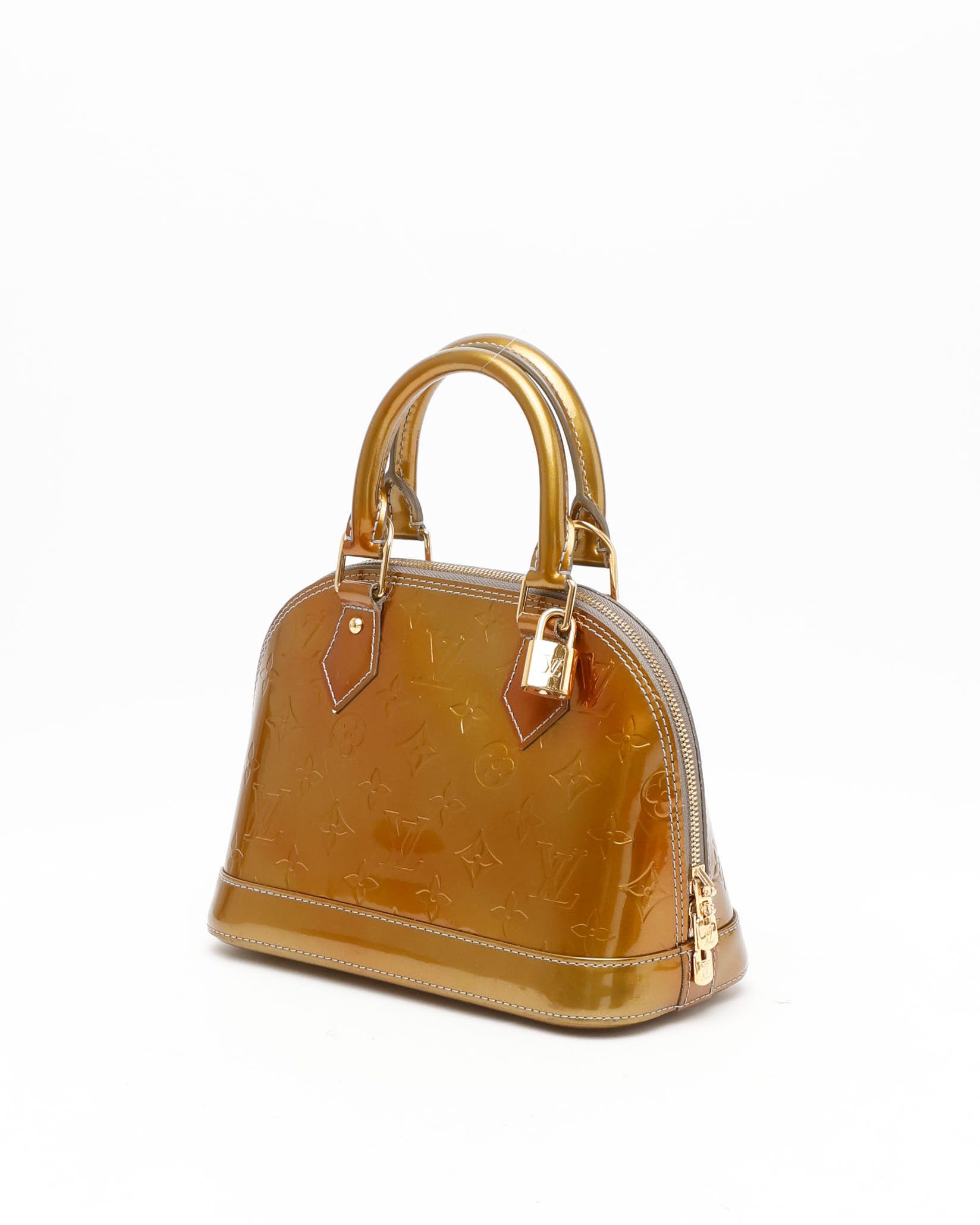 Pre-owned Louis Vuitton Vernis Alma Bb In Gold