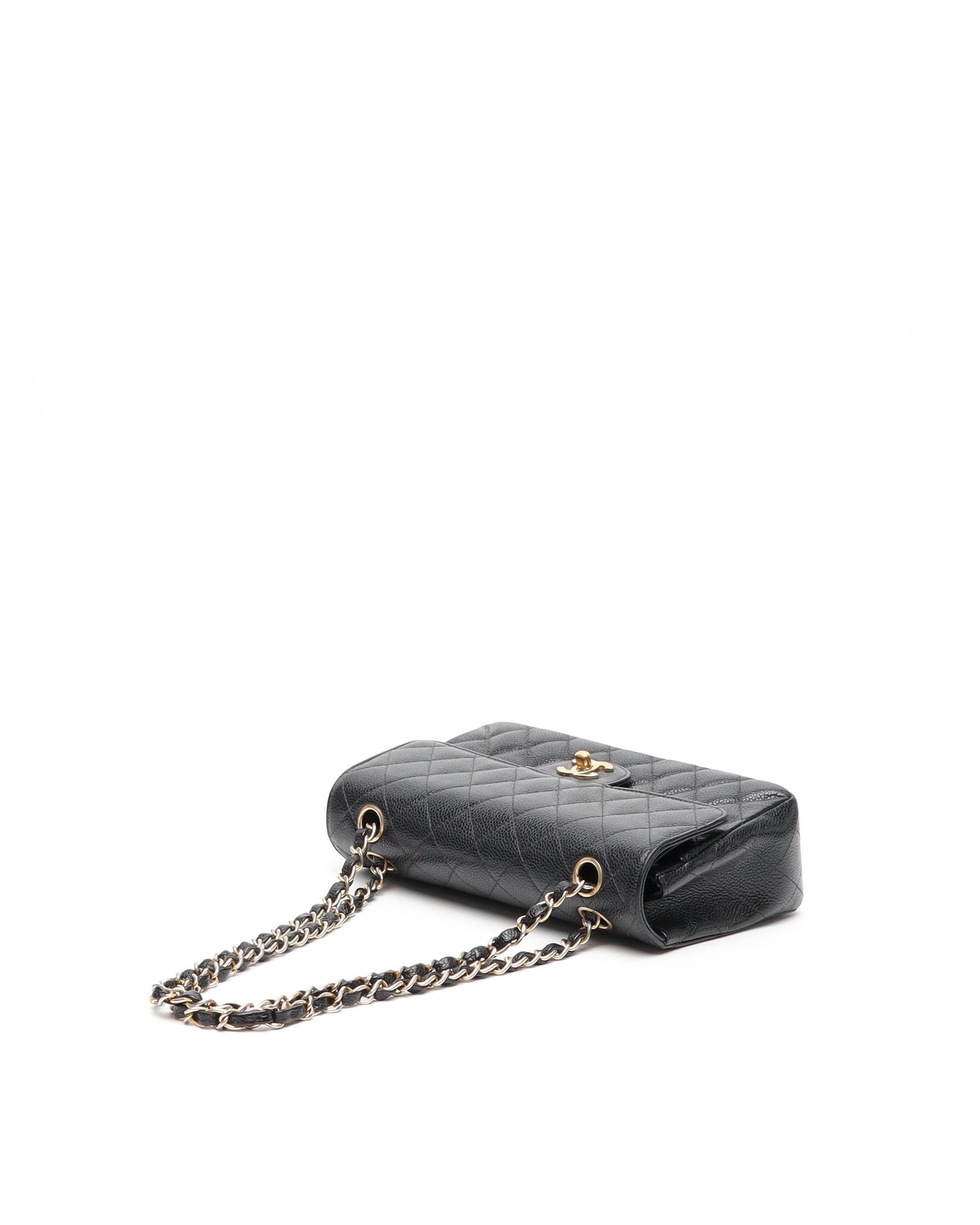 Pre-owned Chanel Small Caviar Double Flap Bag In Black