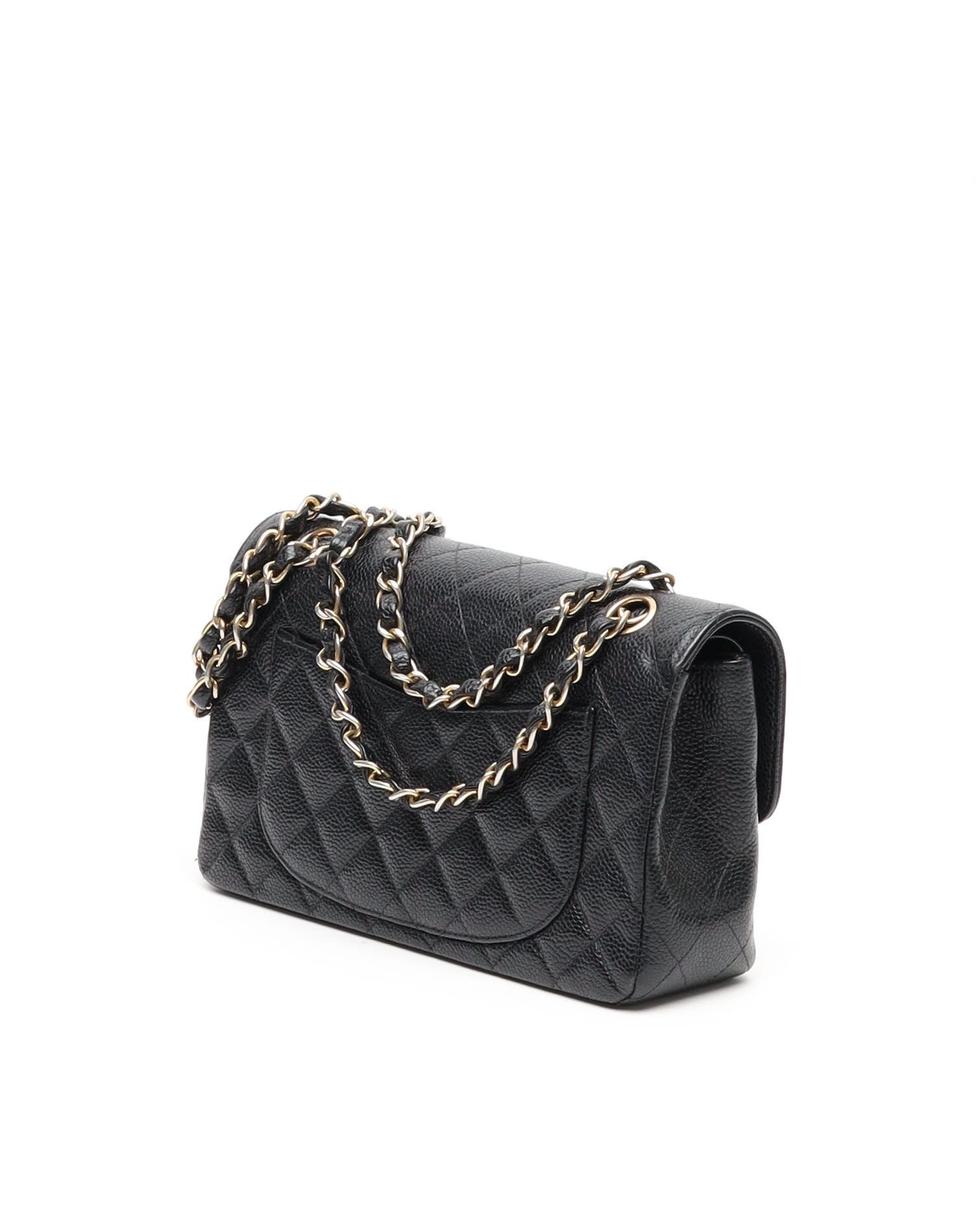 Pre-owned Chanel Small Caviar Double Flap Bag In Black