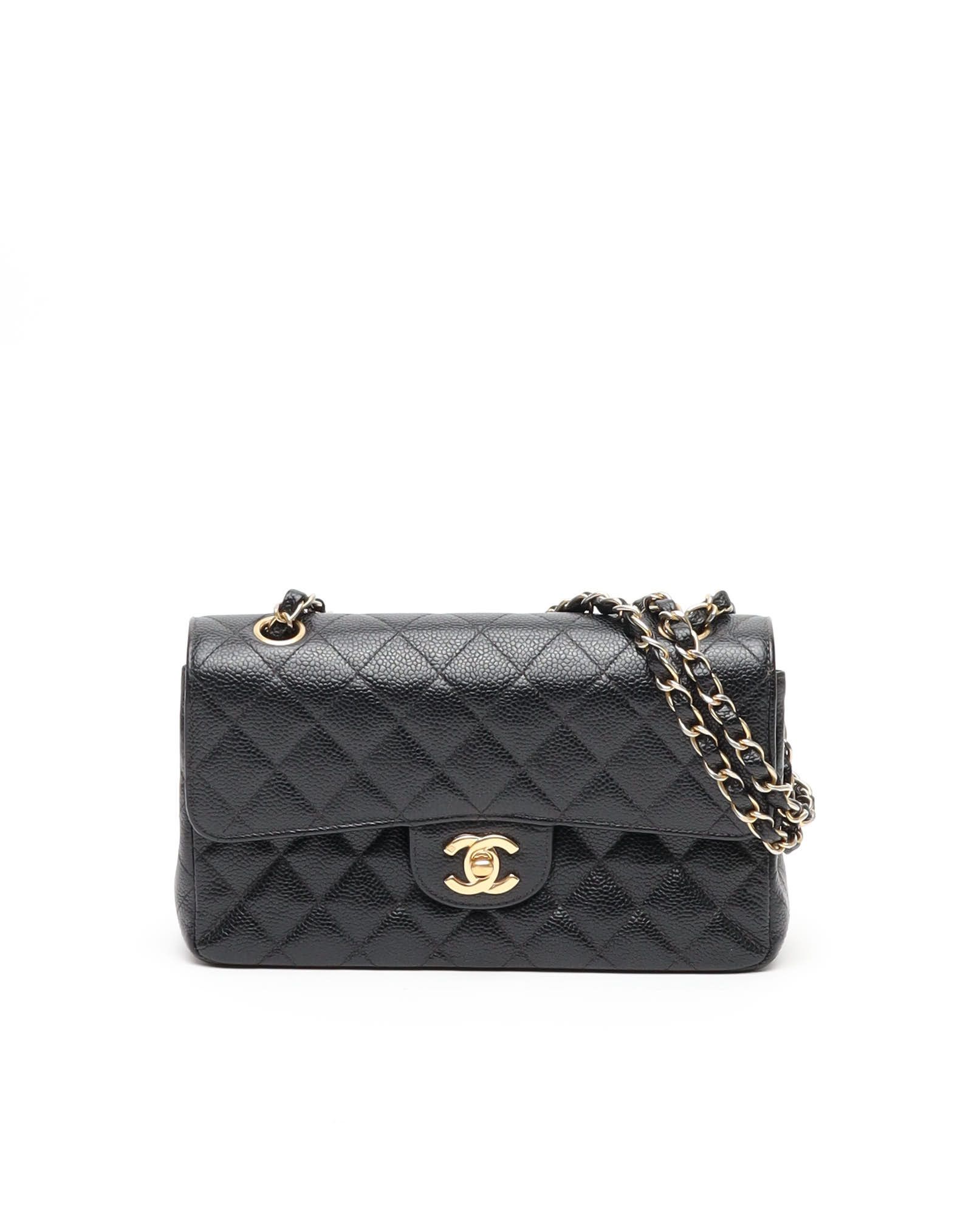 Pre-owned Chanel Small Caviar Double Flap Bag In Black