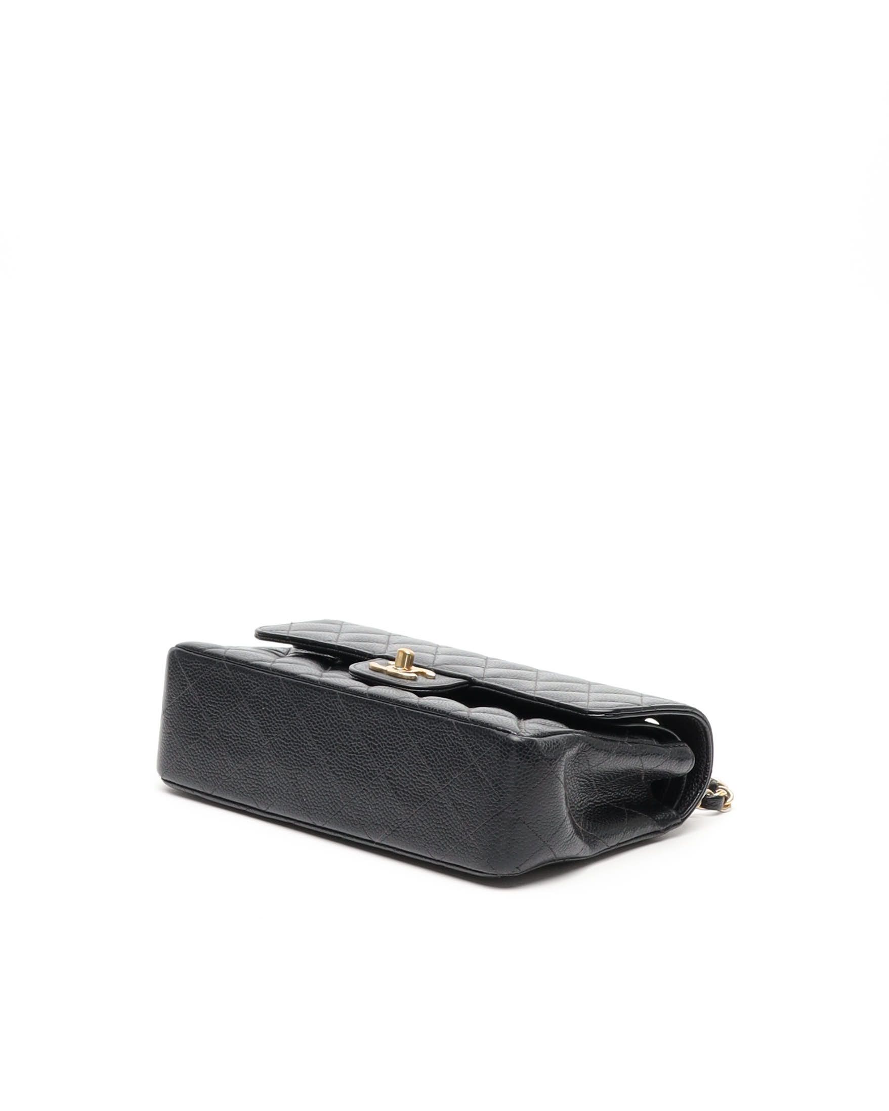 Pre-owned Chanel Small Caviar Double Flap Bag In Black