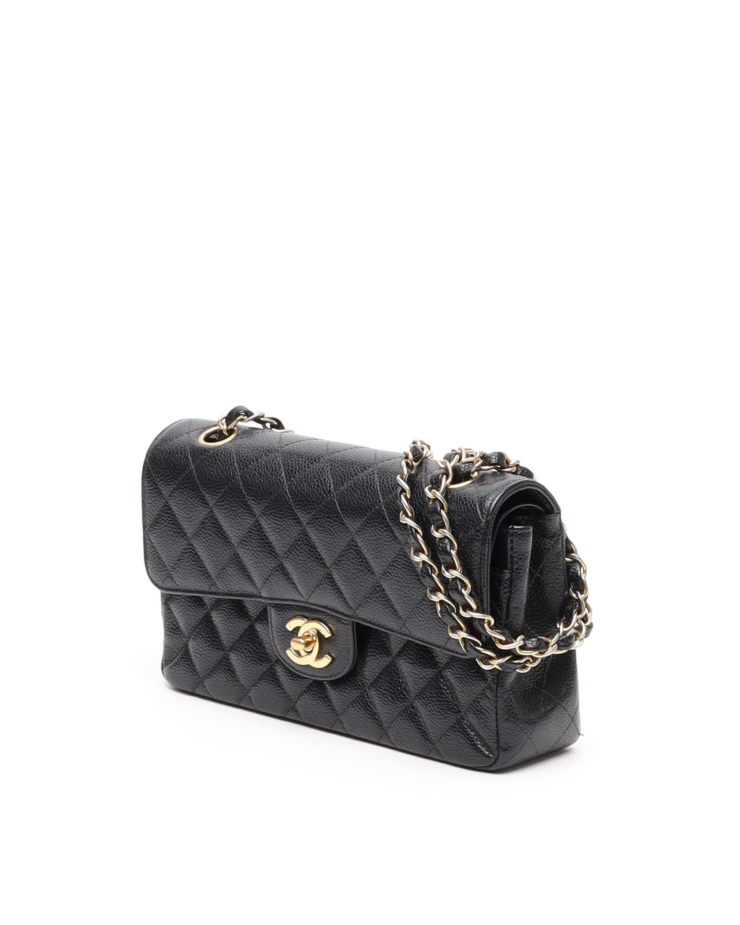 Pre-owned Chanel Small Caviar Double Flap Bag In Black