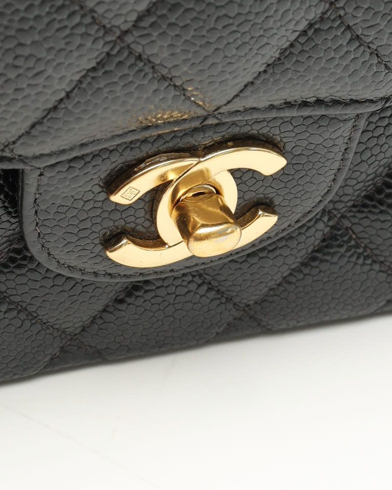 Pre-owned Chanel Small Caviar Double Flap Bag In Black