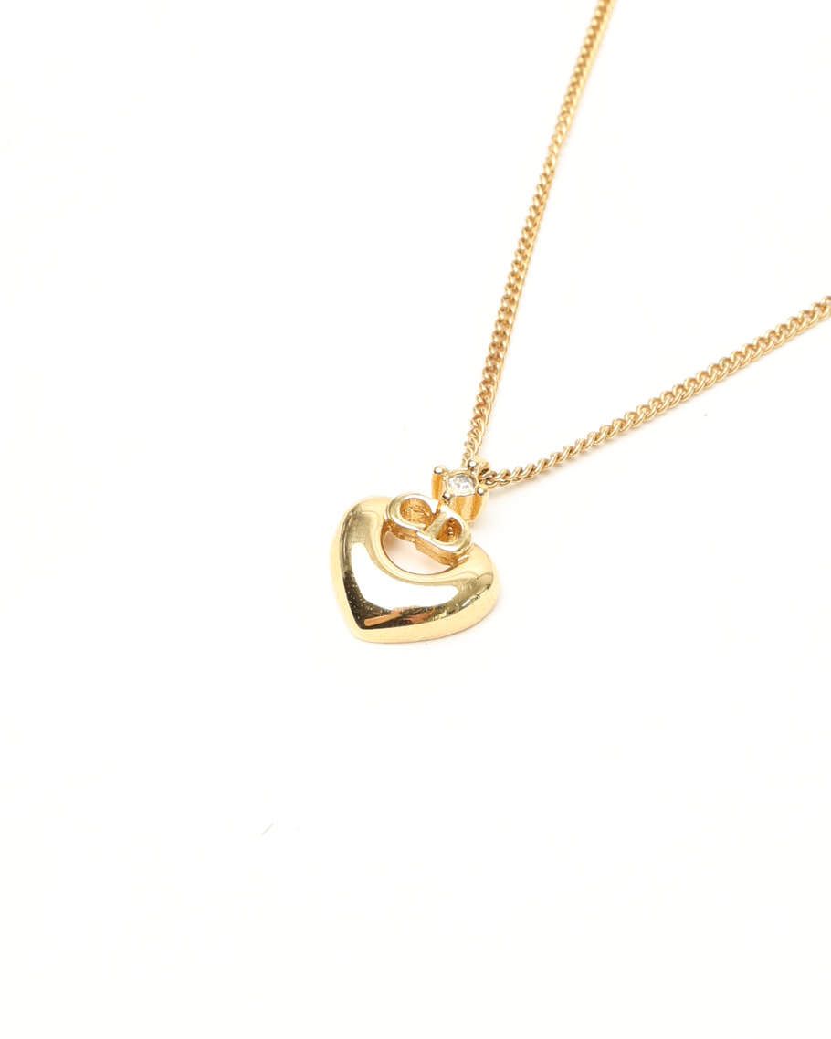 Dior Christian  Cd Heart Necklace In Gold