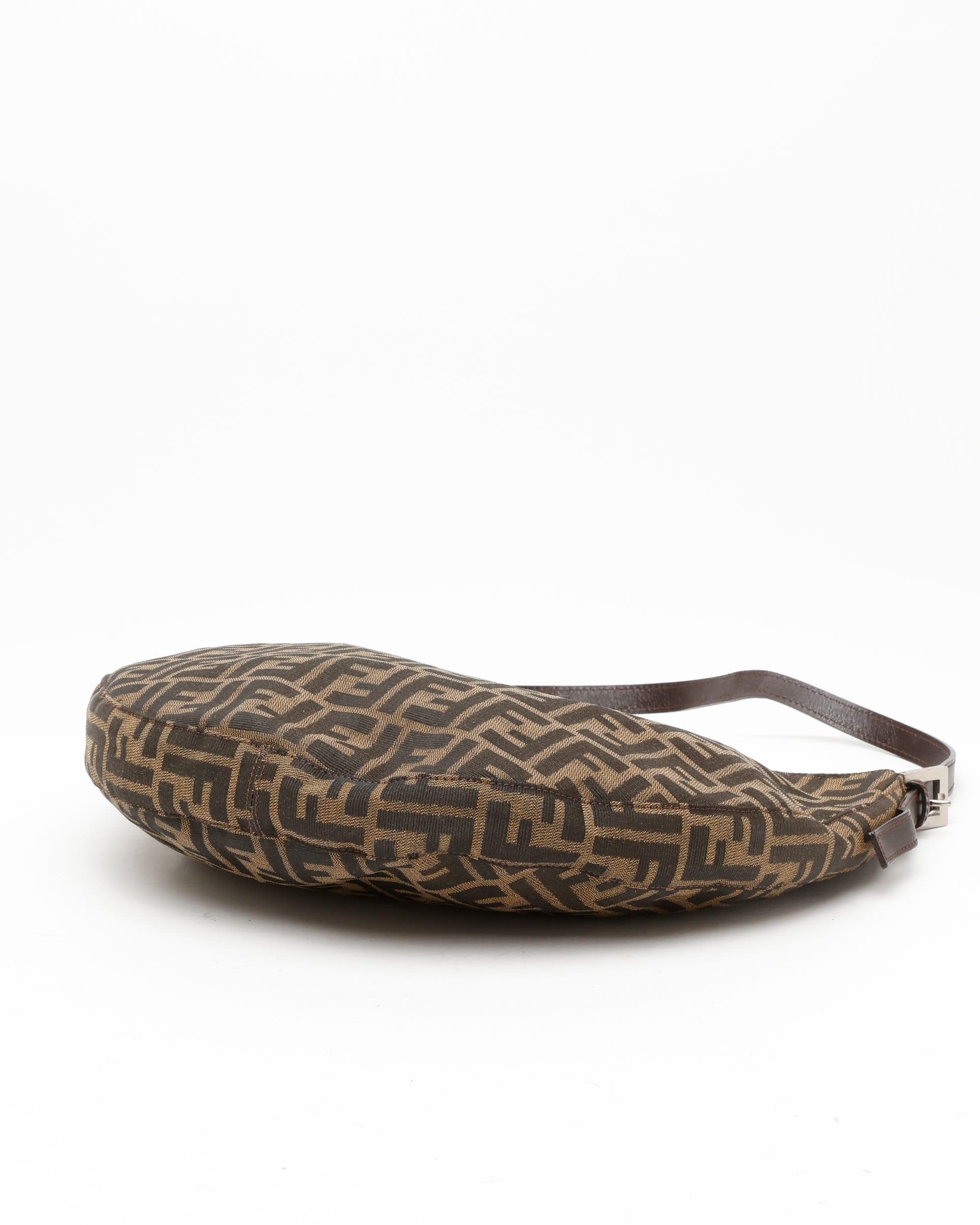 Fendi Zucca Shoulder Bag In Brown