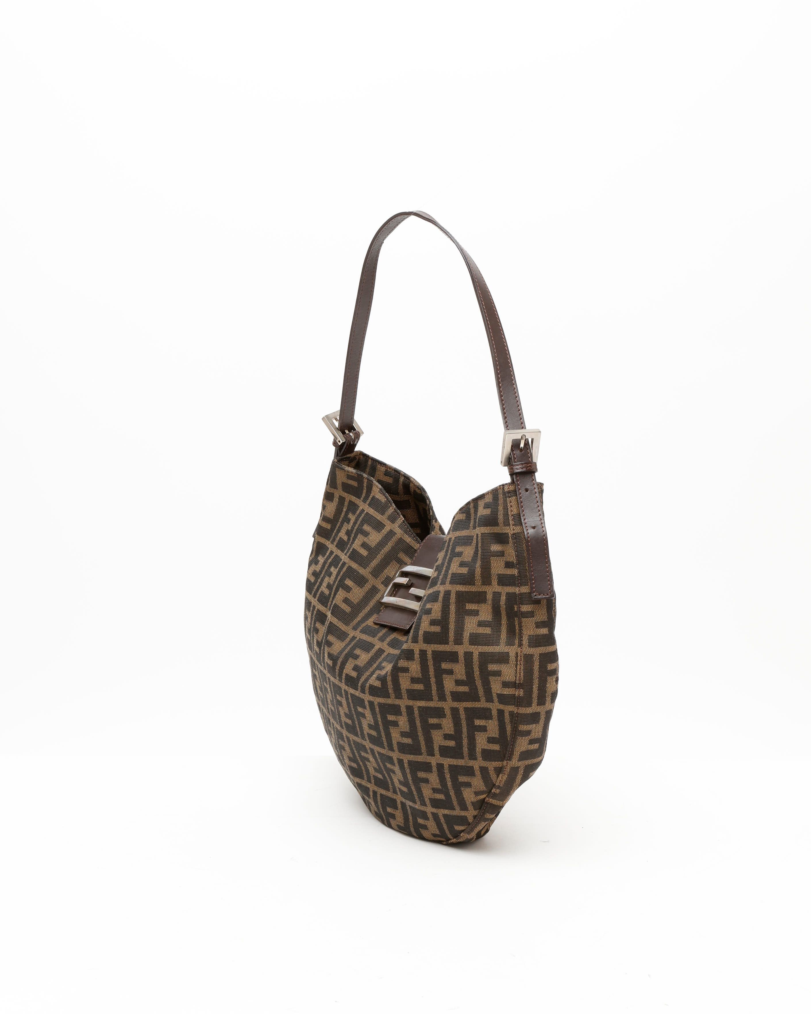Fendi Zucca Shoulder Bag In Brown