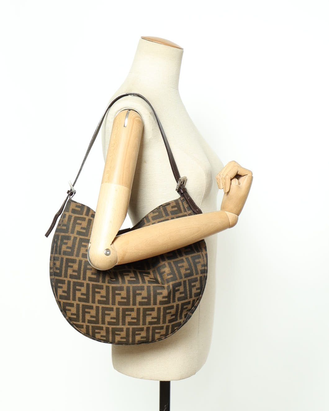 Fendi Zucca Shoulder Bag In Brown