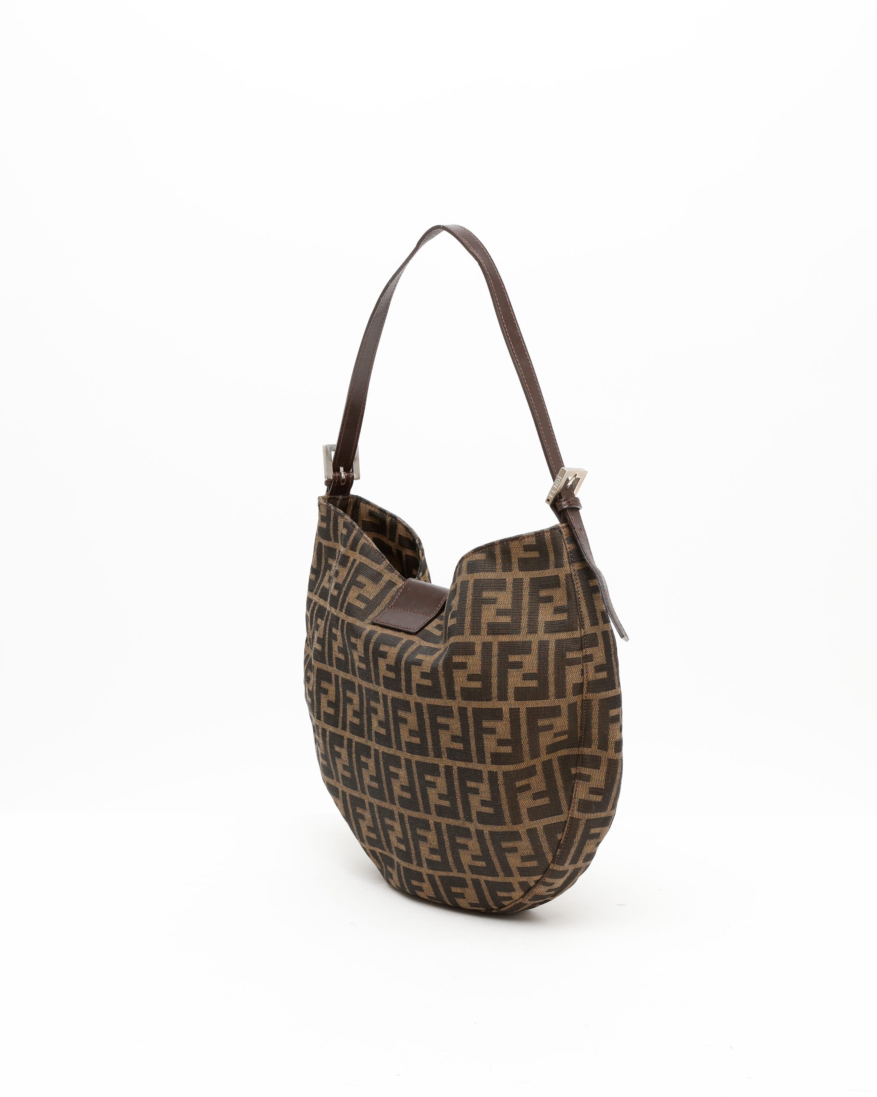 Fendi Zucca Shoulder Bag In Brown