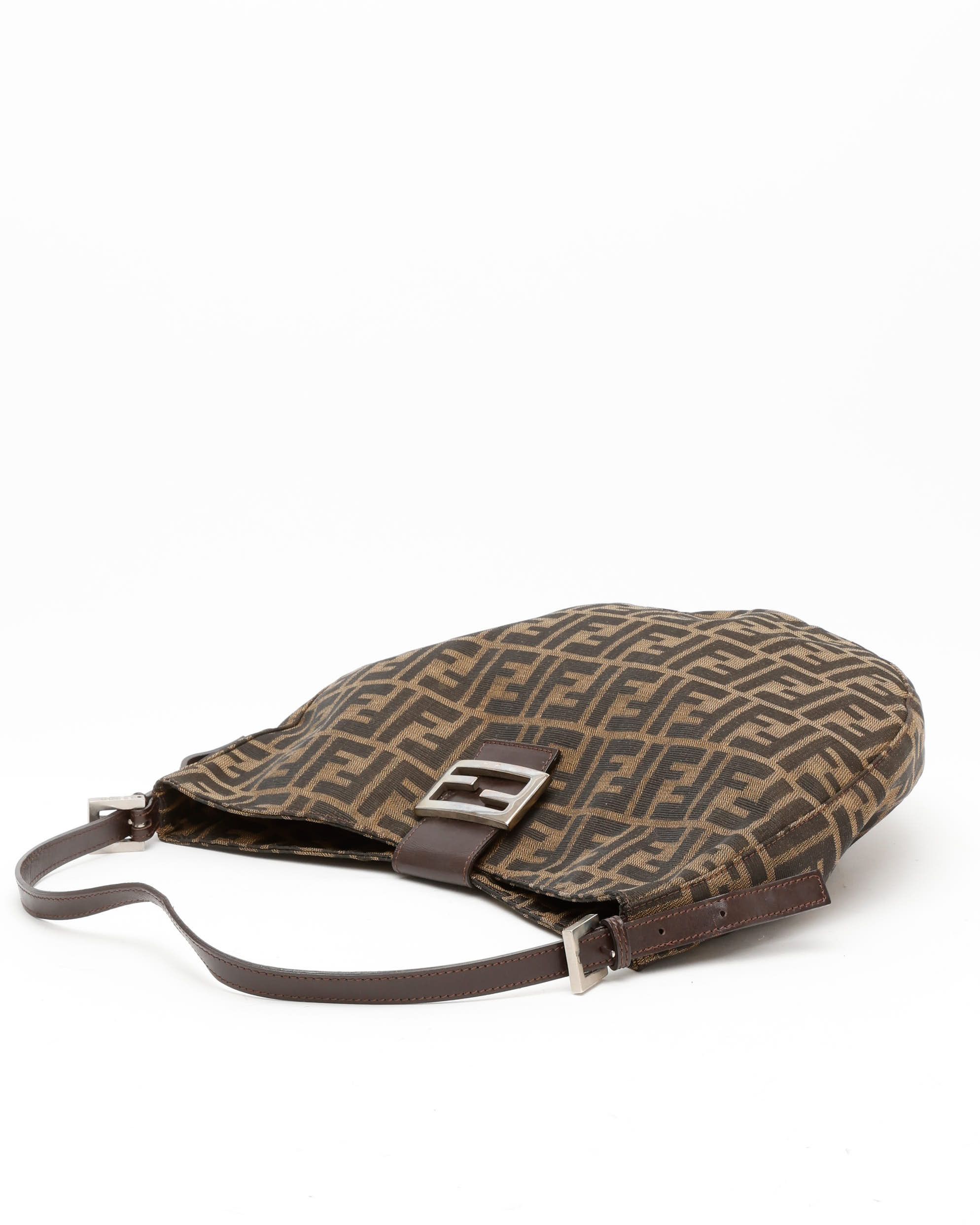 Fendi Zucca Shoulder Bag In Brown