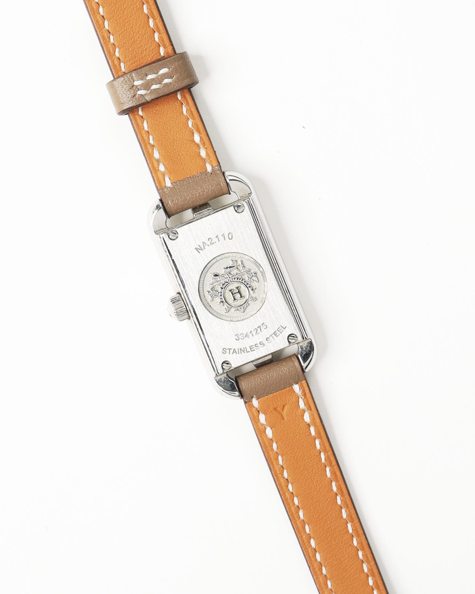 Pre-owned Hermes Hermès Nantucket 17mm Ref Na2.110 Full Set Watch In Silver