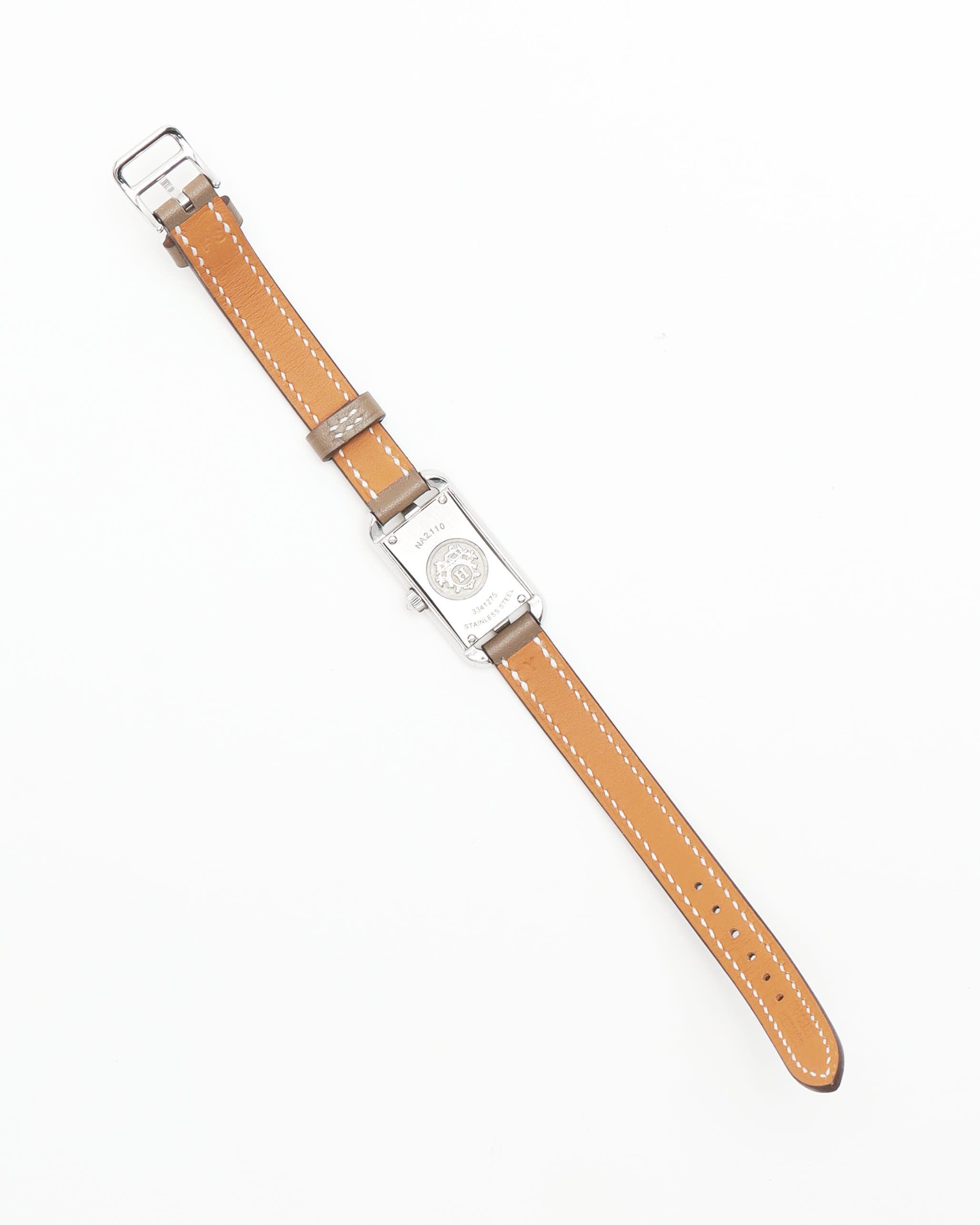 Pre-owned Hermes Hermès Nantucket 17mm Ref Na2.110 Full Set Watch In Silver
