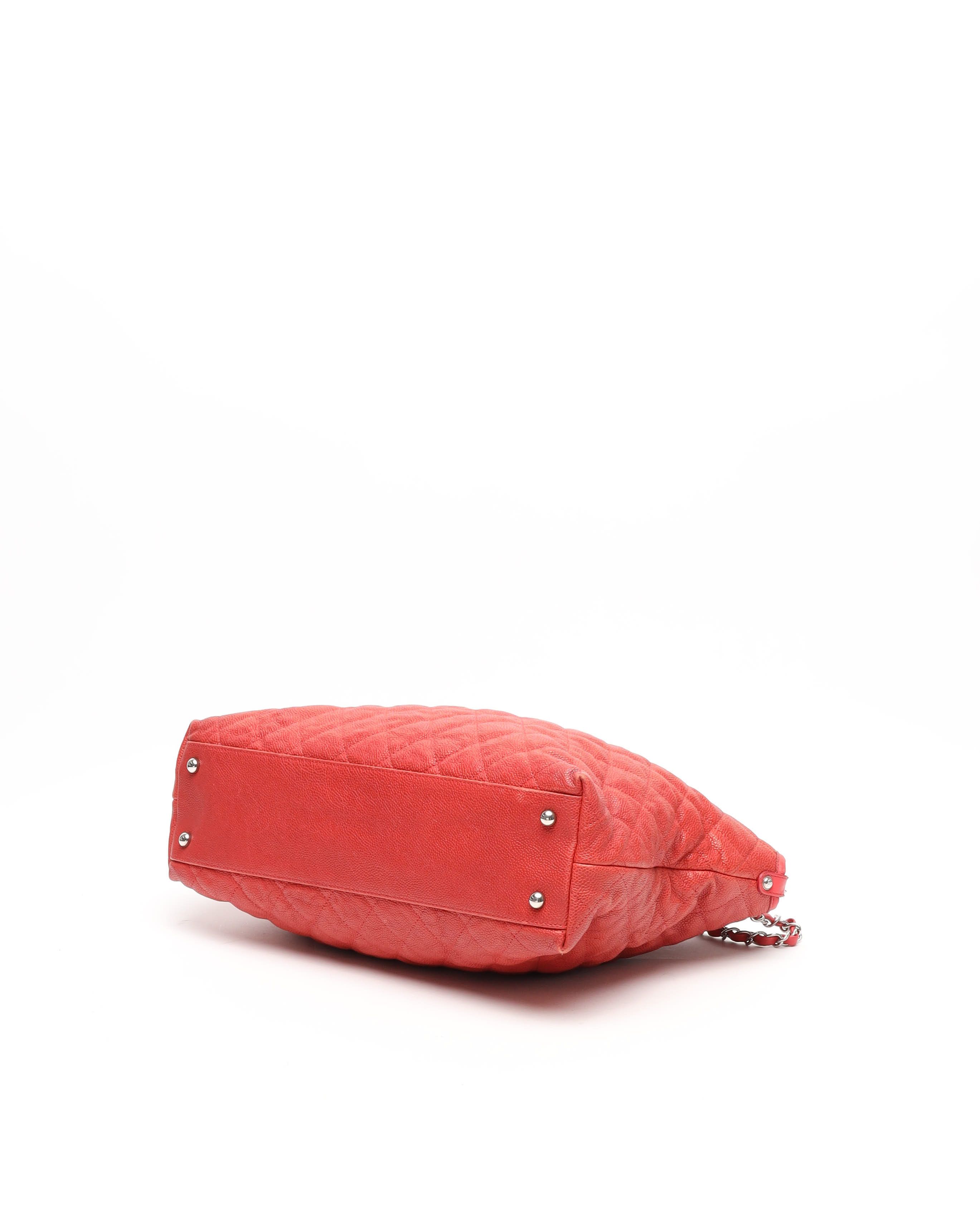 Pre-owned Chanel Caviar French Riviera Hobo Bag In Red