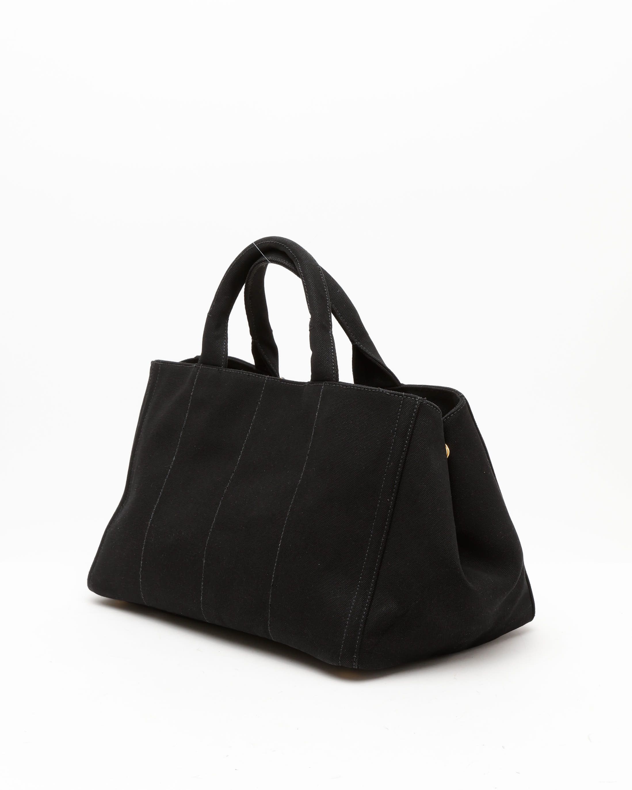Prada Large Studded Canapa Tote Bag