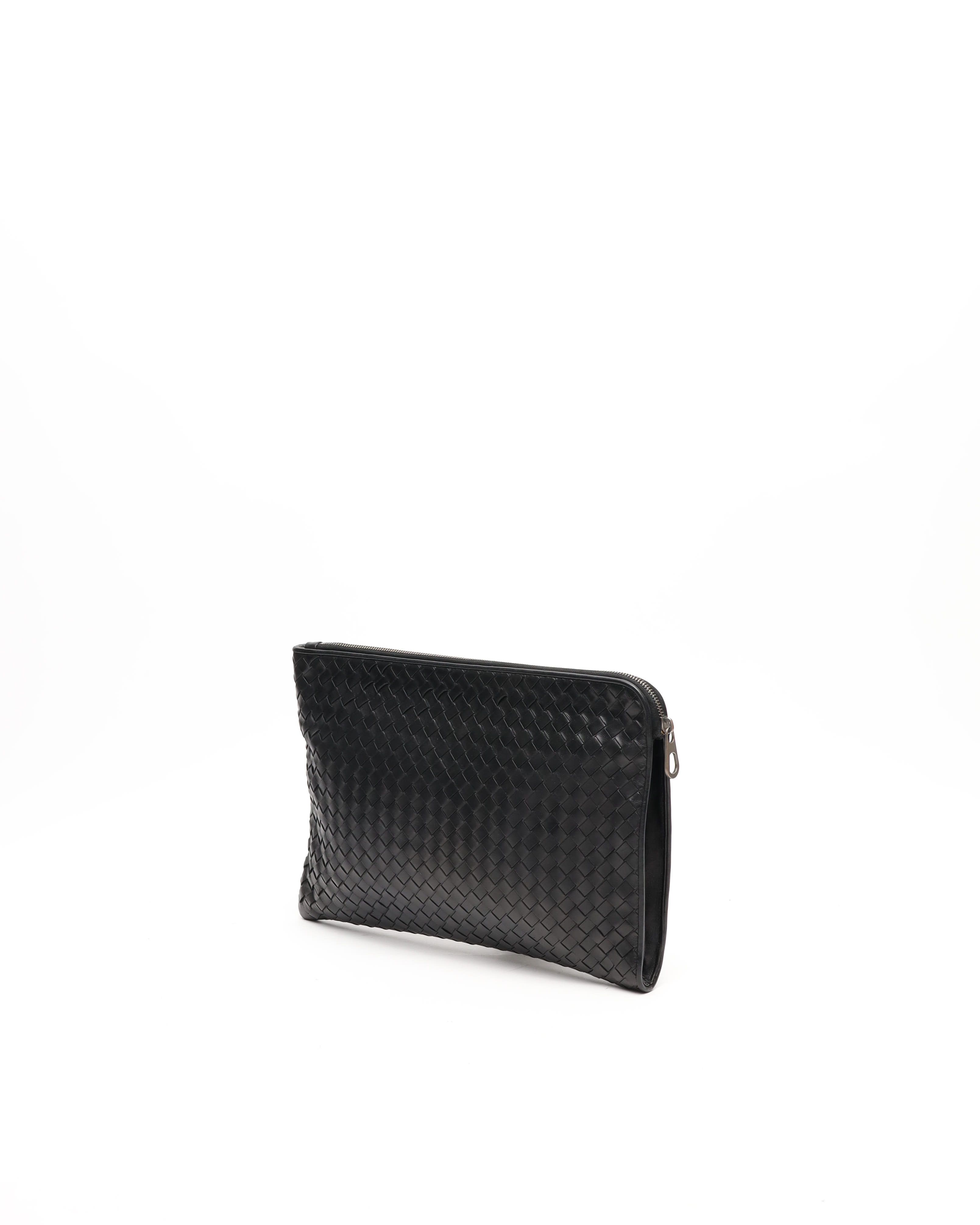 Bottega Veneta Intrecciato Leather Half Zipped Pouch